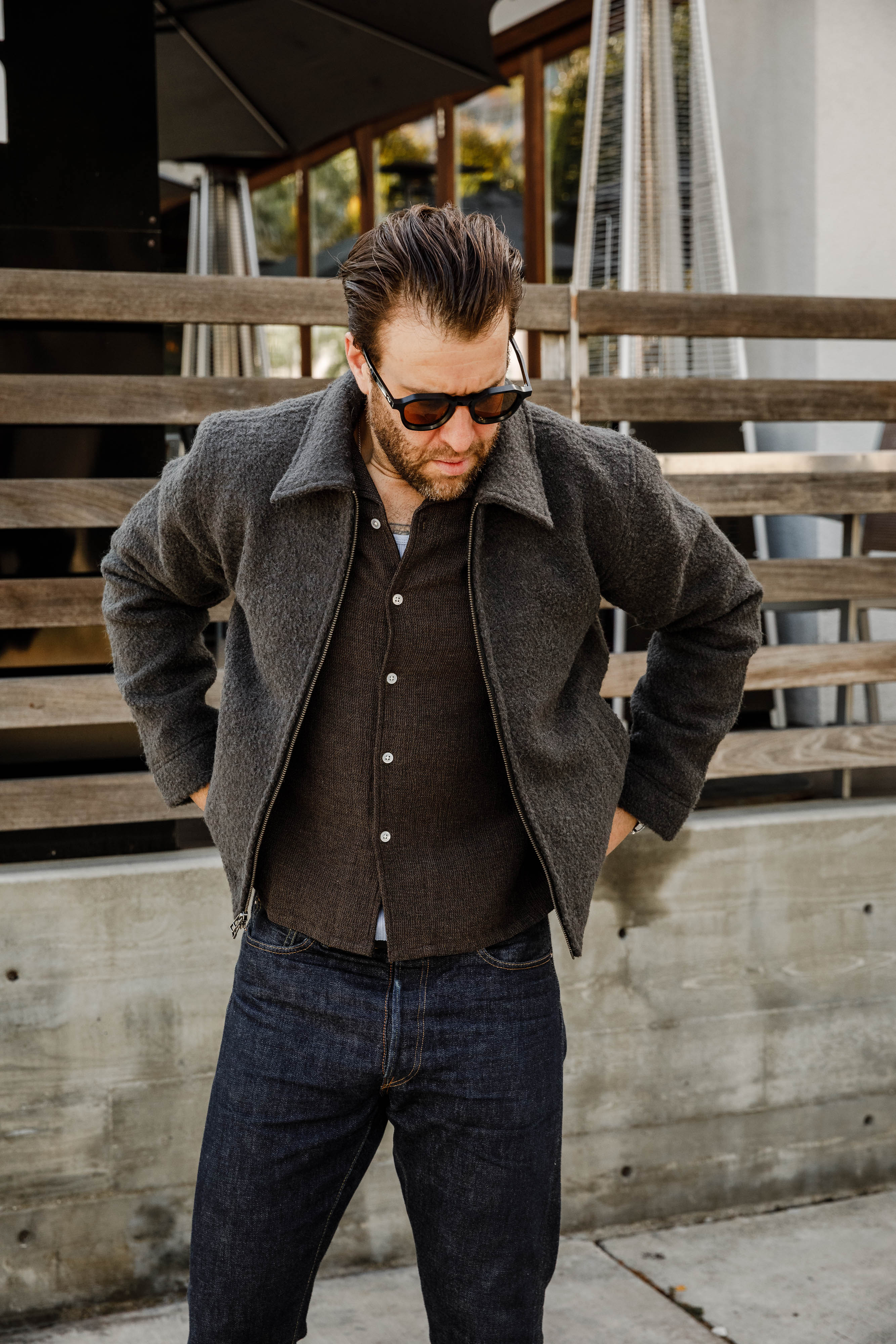 3sixteen - Club Jacket - Charcoal Boucle - Image 2