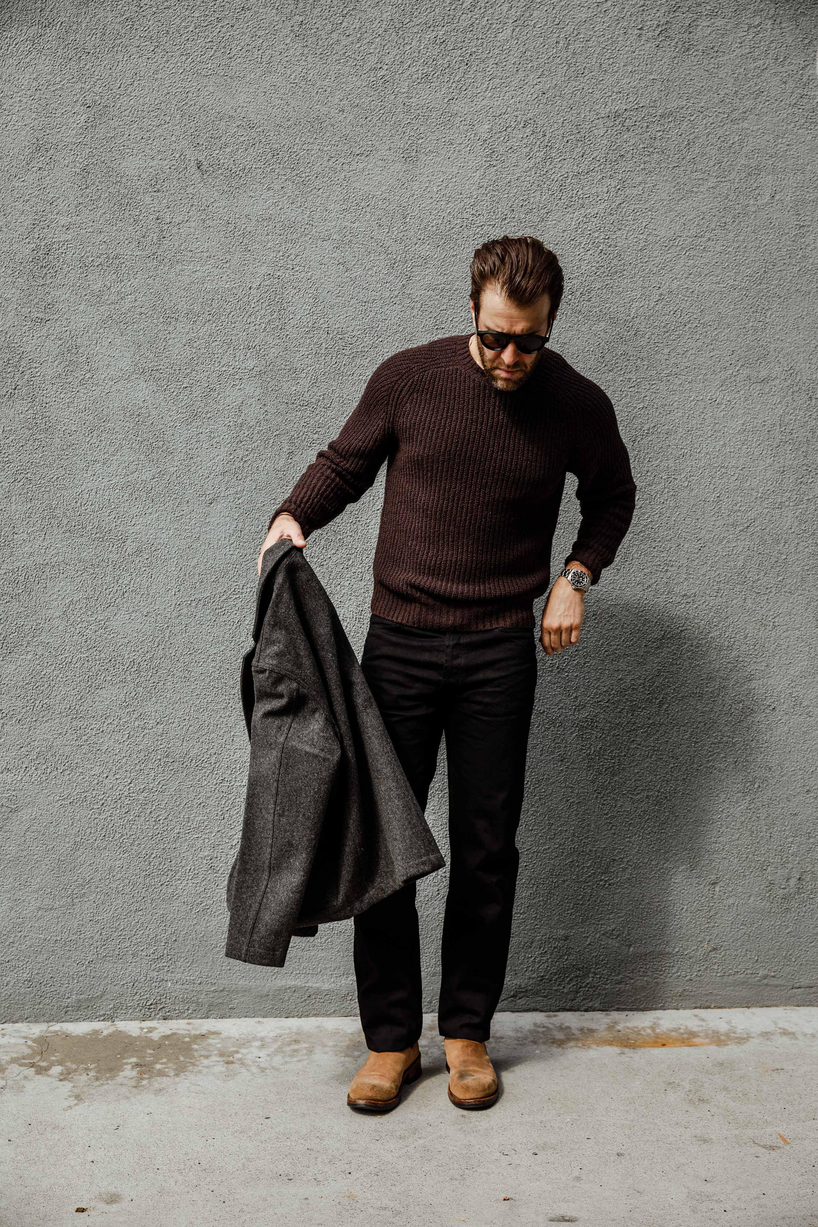 3sixteen - Cotton Crewneck Sweater - Bark Boucle - Image 4
