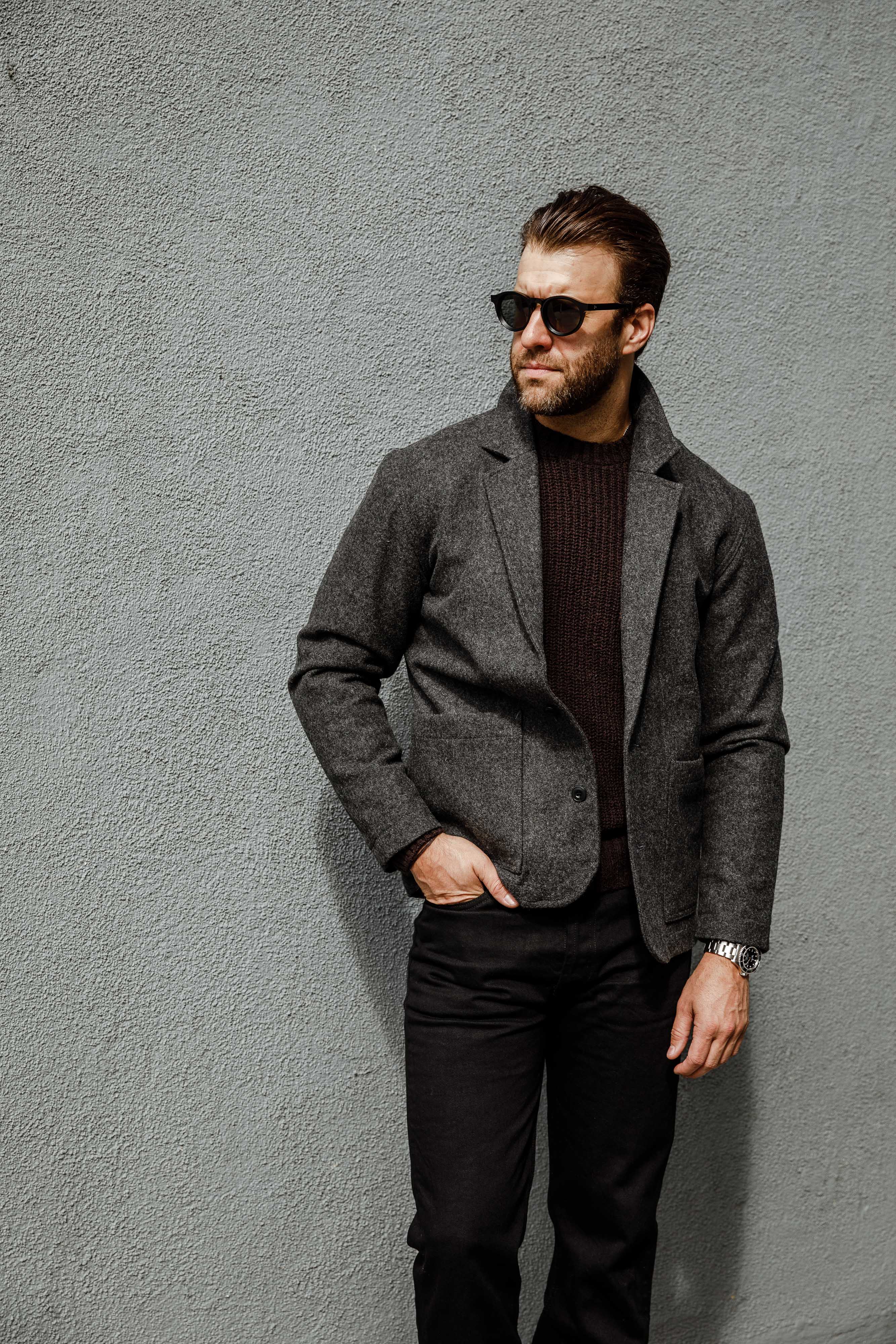 3sixteen - Cotton Crewneck Sweater - Bark Boucle - Image 5