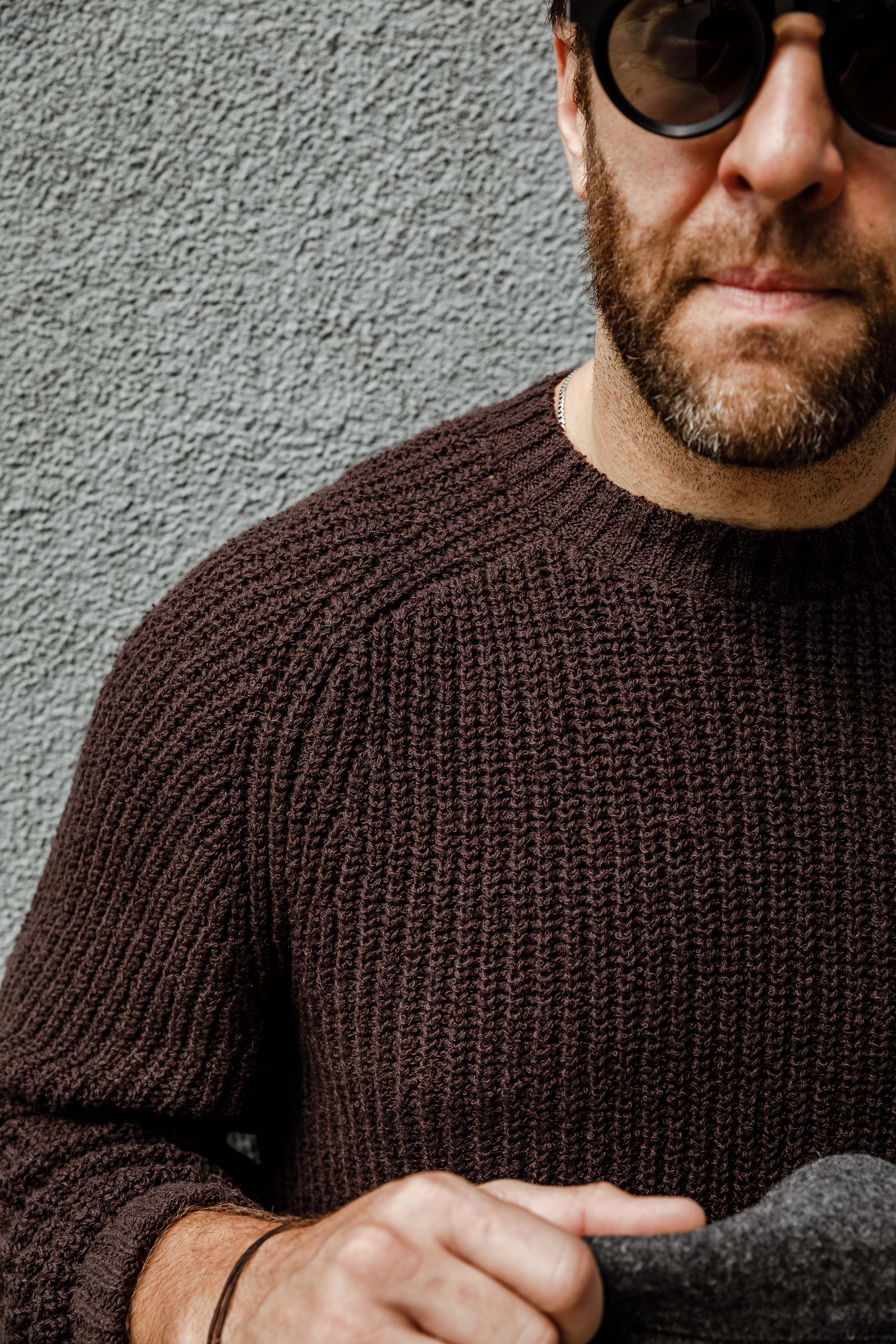 3sixteen - Cotton Crewneck Sweater - Bark Boucle - Image 8