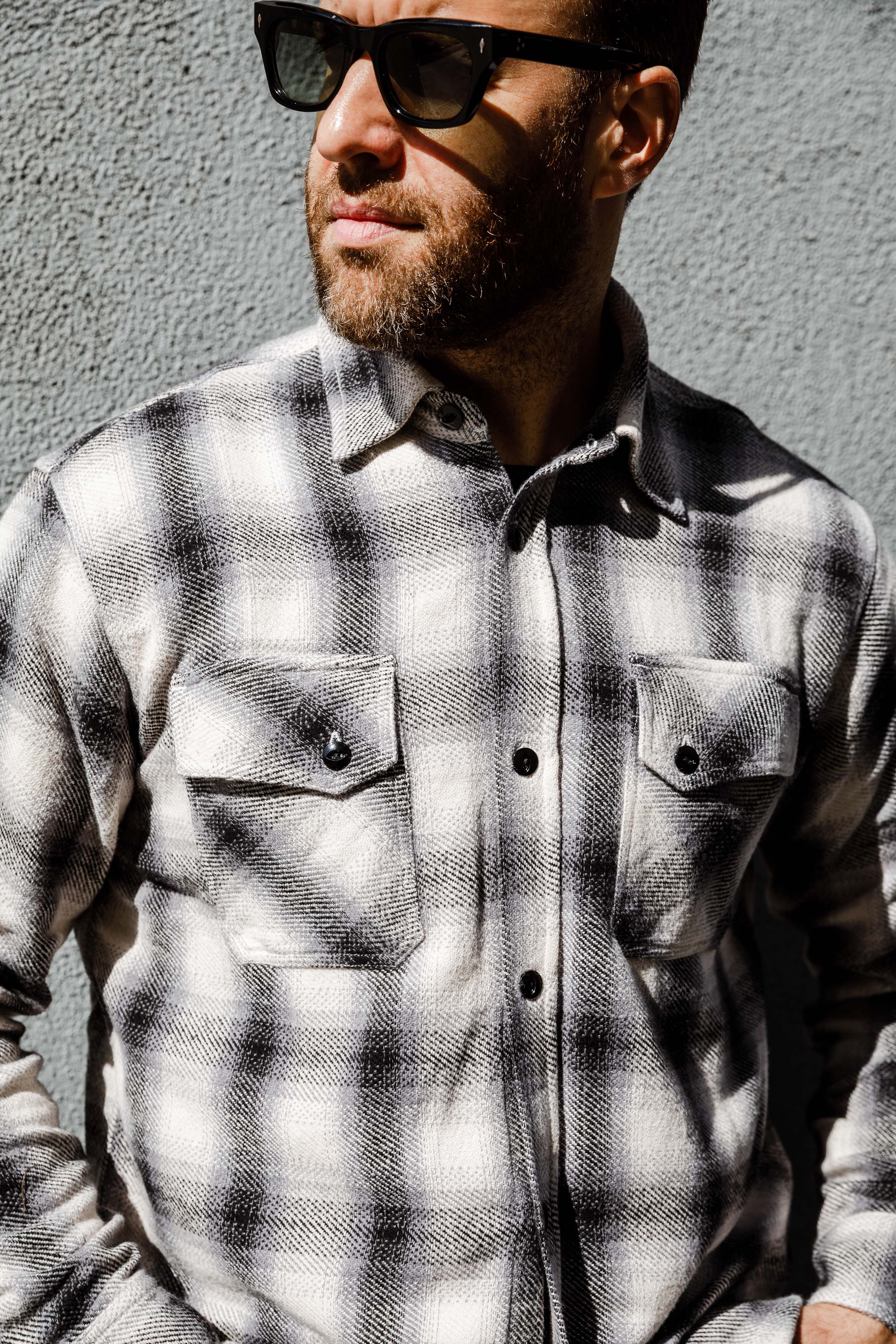 3sixteen - Crosscut Flannel - Cream/Black Plaid - Image 3