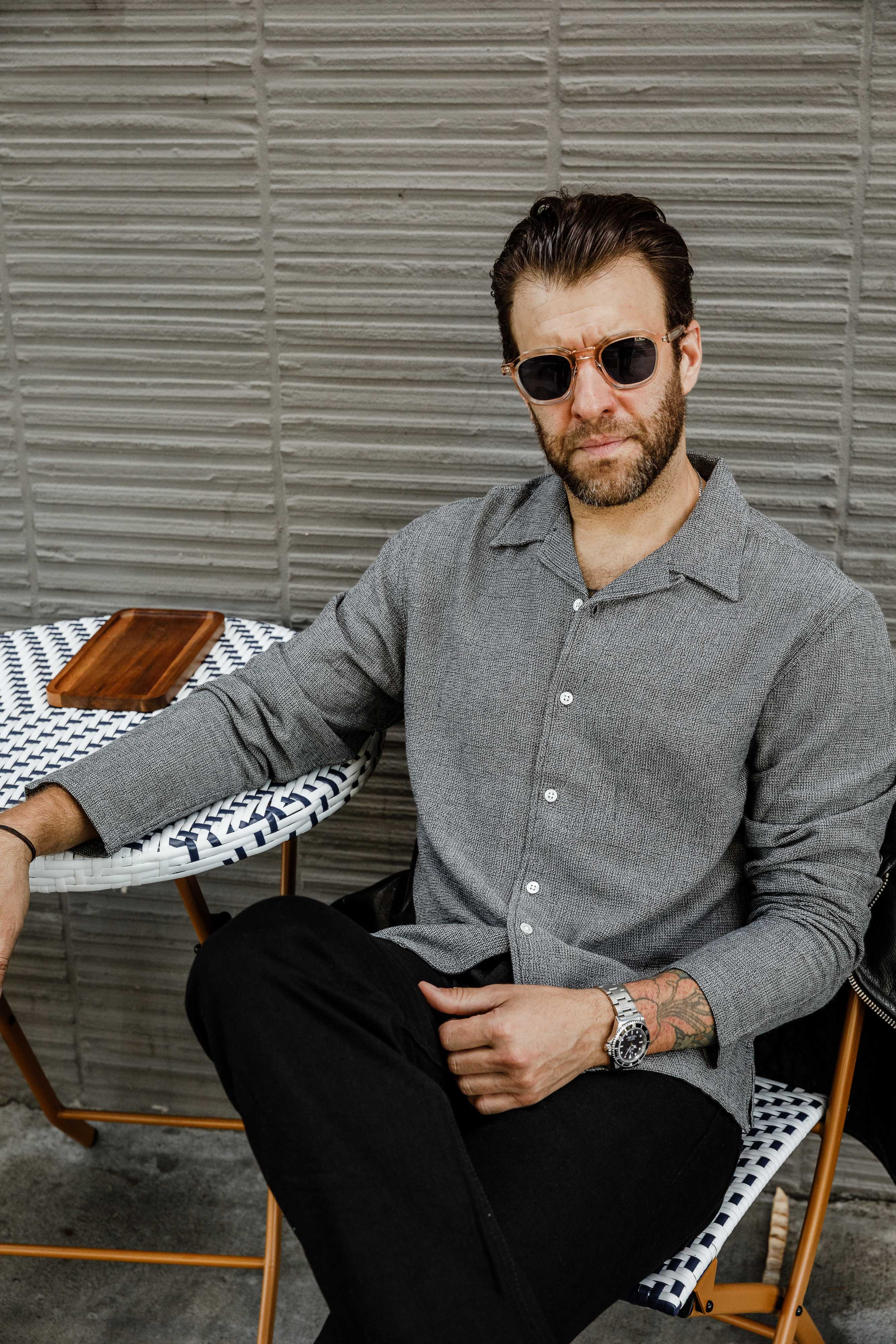 3sixteen - Loop Collar Shirt - Black Marled - Image 5