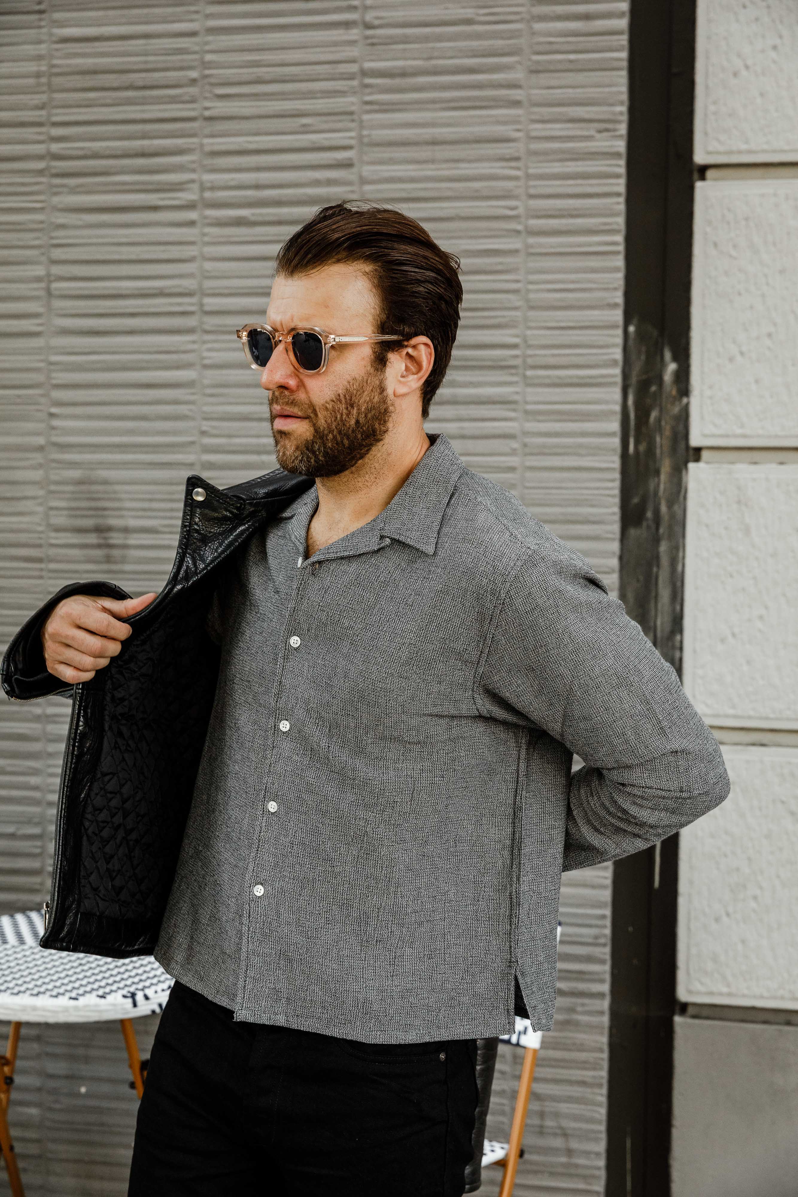 3sixteen - Loop Collar Shirt - Black Marled - Image 7