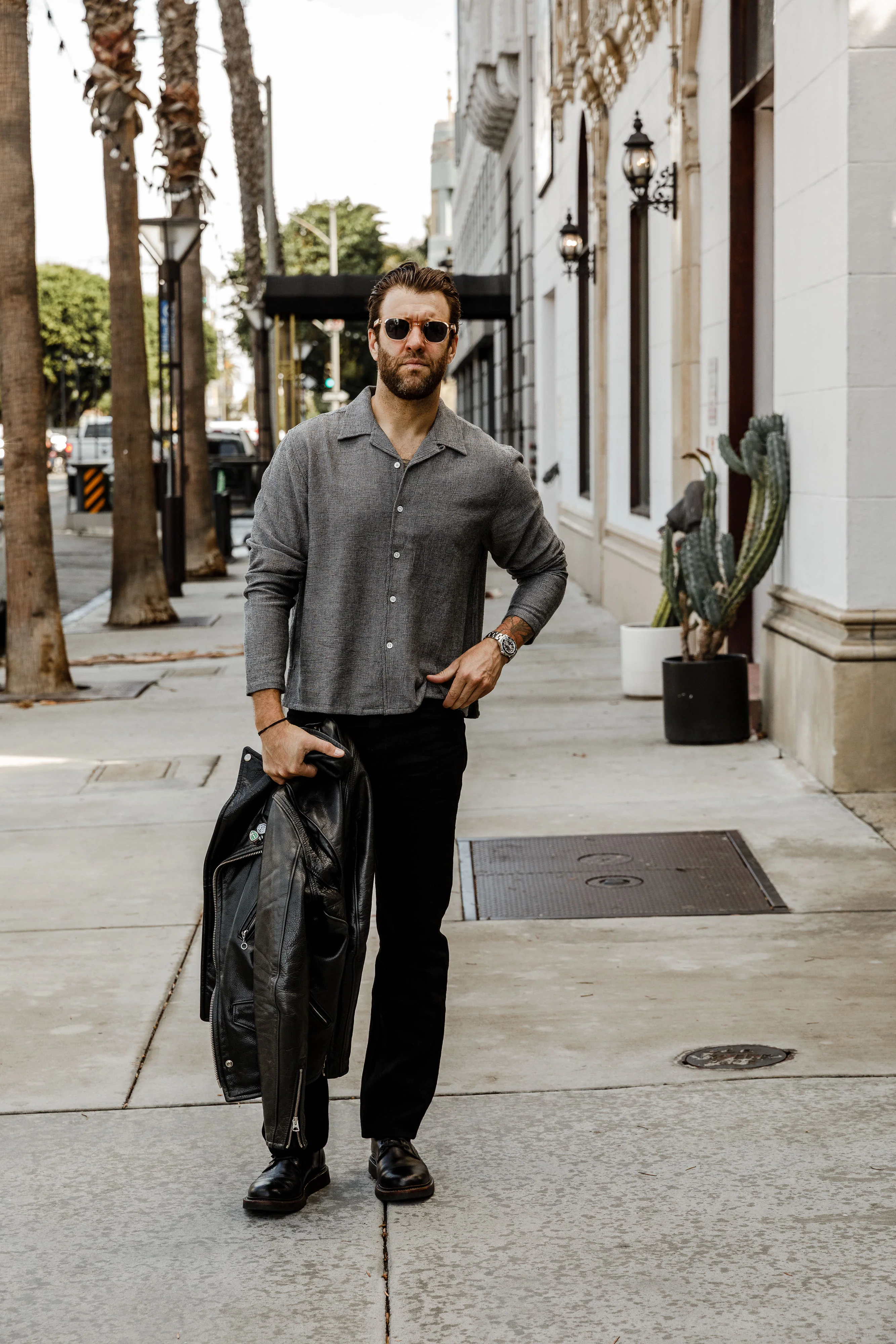 3sixteen - Loop Collar Shirt - Black Marled - Image 8