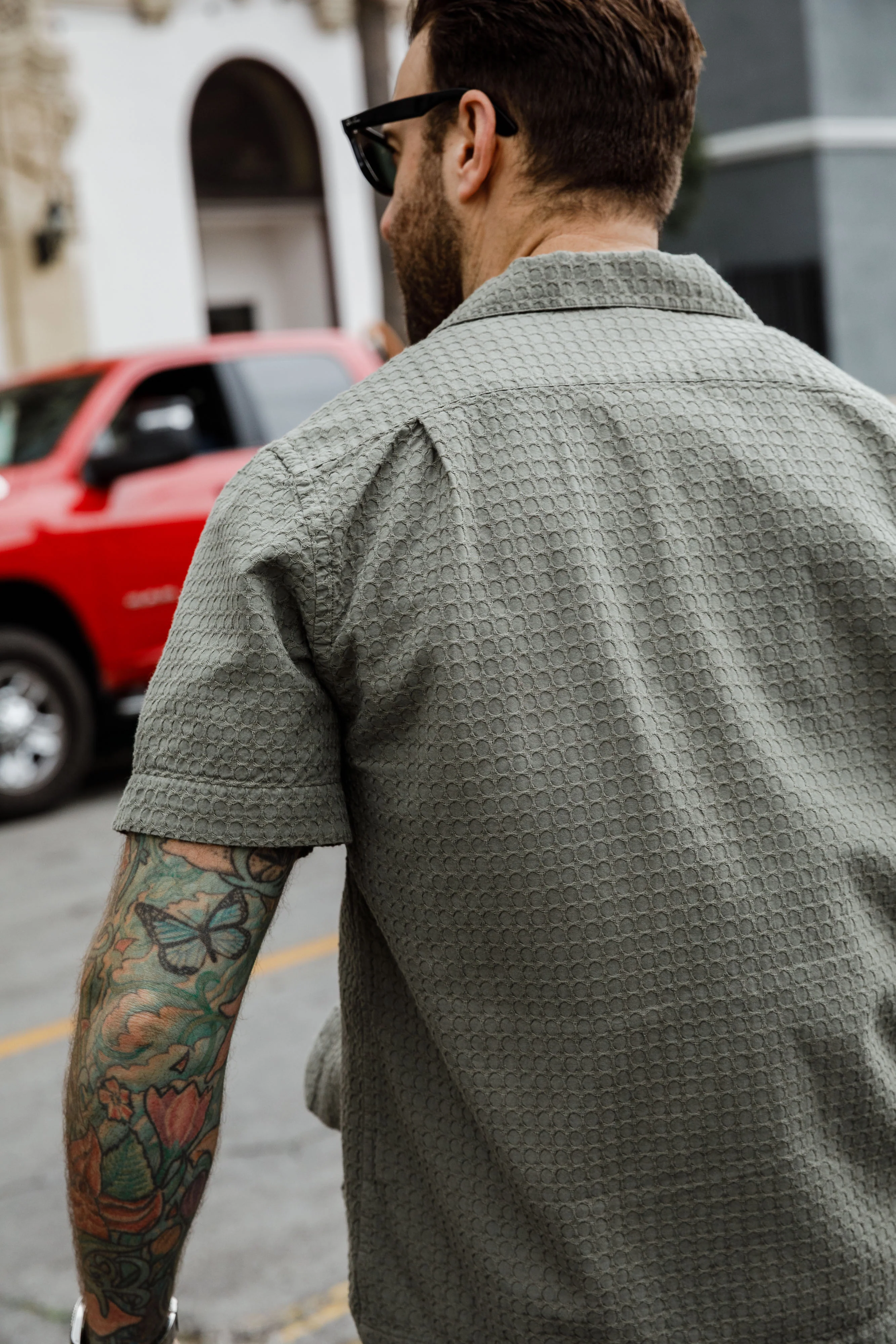 3sixteen - Resort Shirt - Olive Geo Weave - Image 3