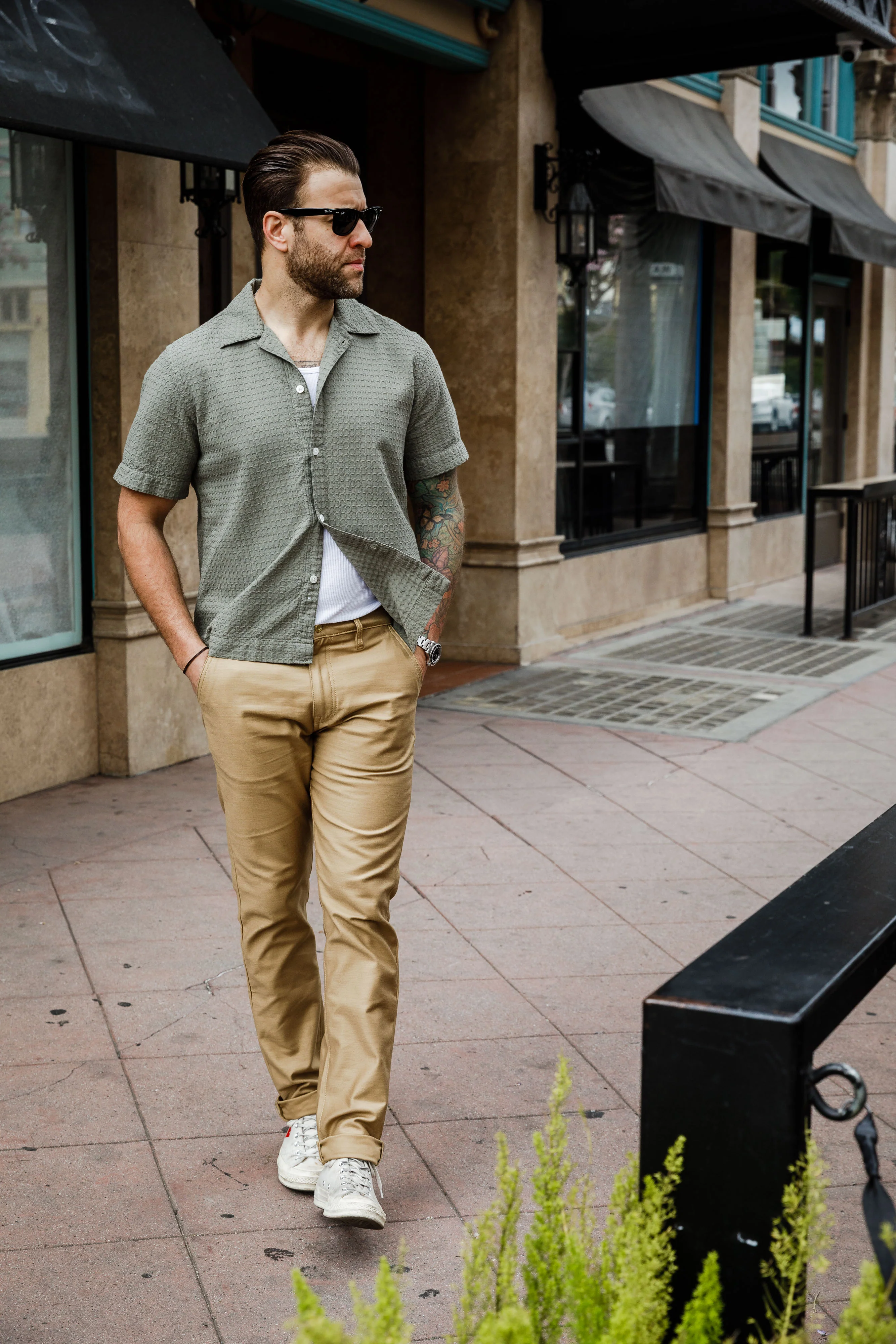 3sixteen - Resort Shirt - Olive Geo Weave - Image 4