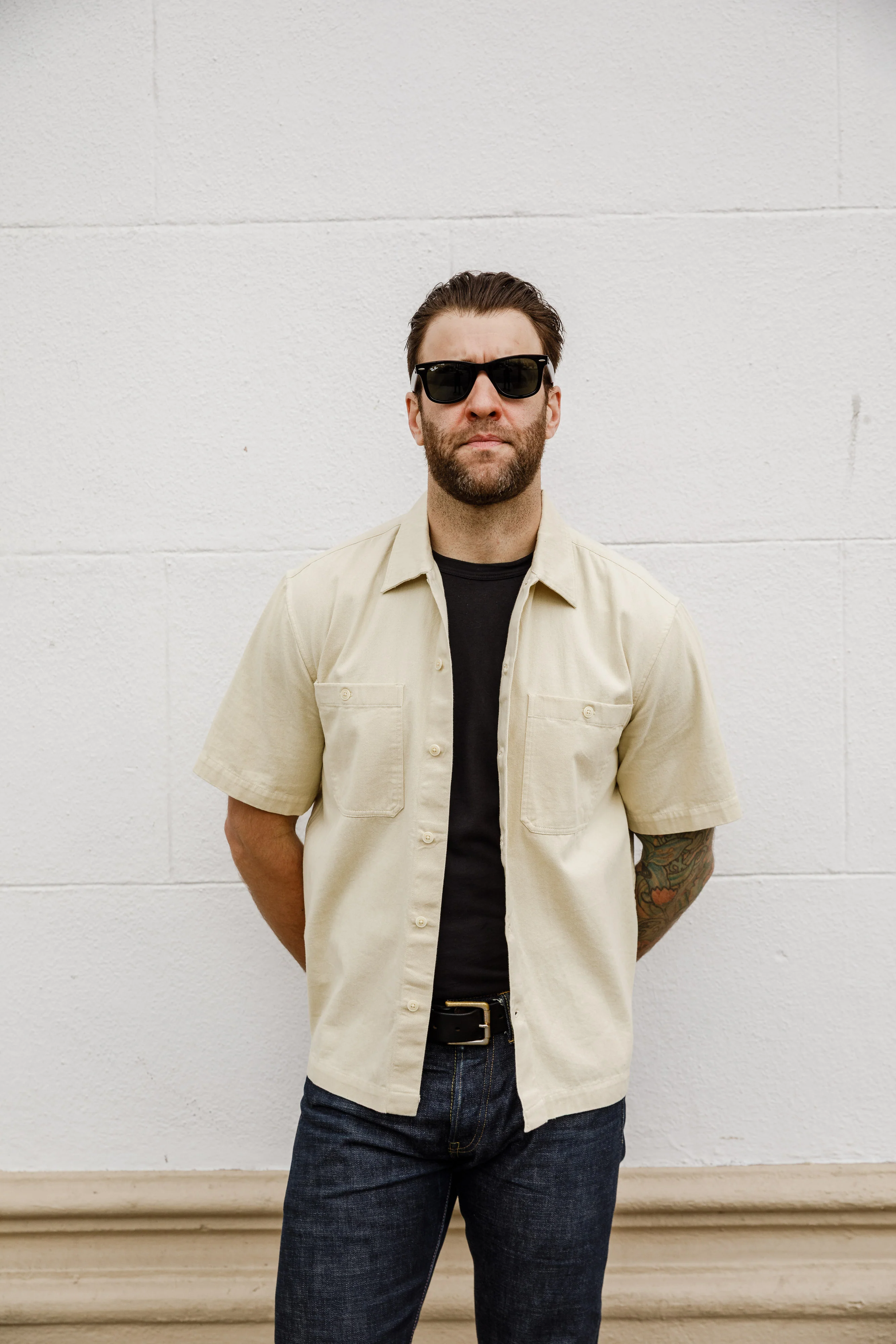 3sixteen - Short Sleeve Work Shirt - Ecru Twill - Image 7