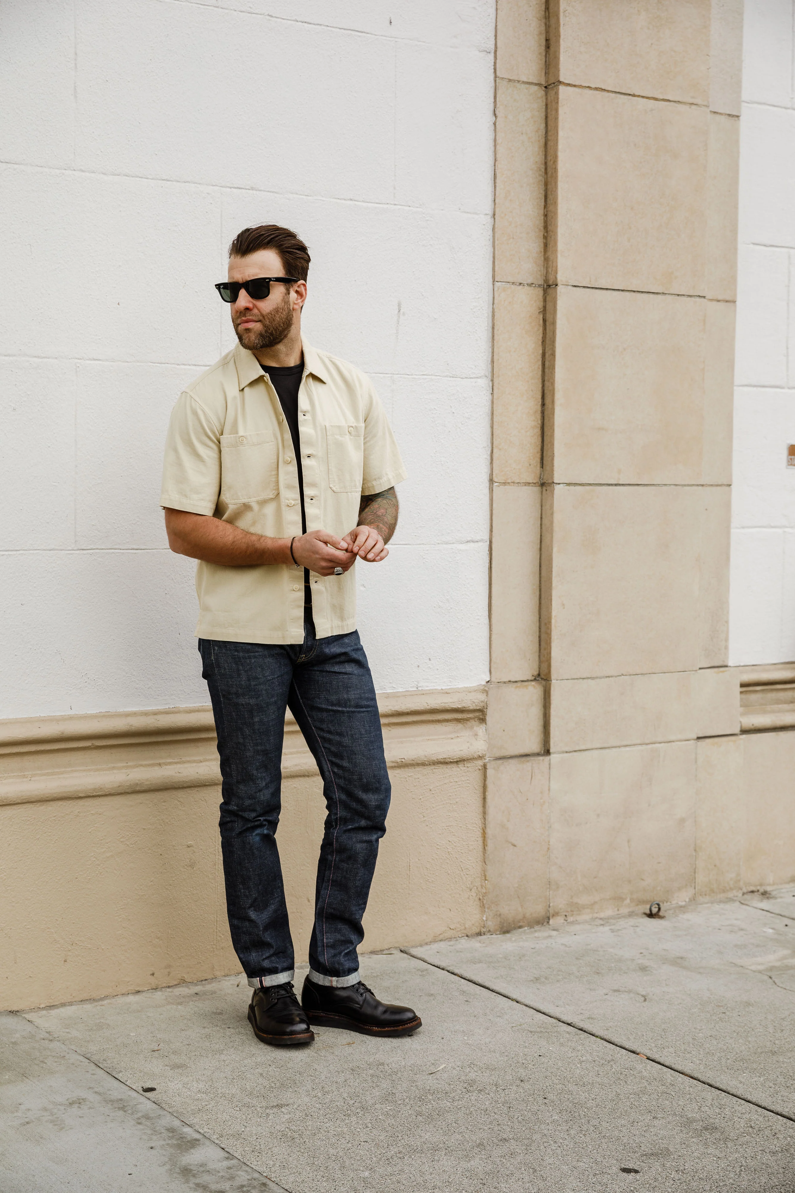 3sixteen - Short Sleeve Work Shirt - Ecru Twill - Image 8