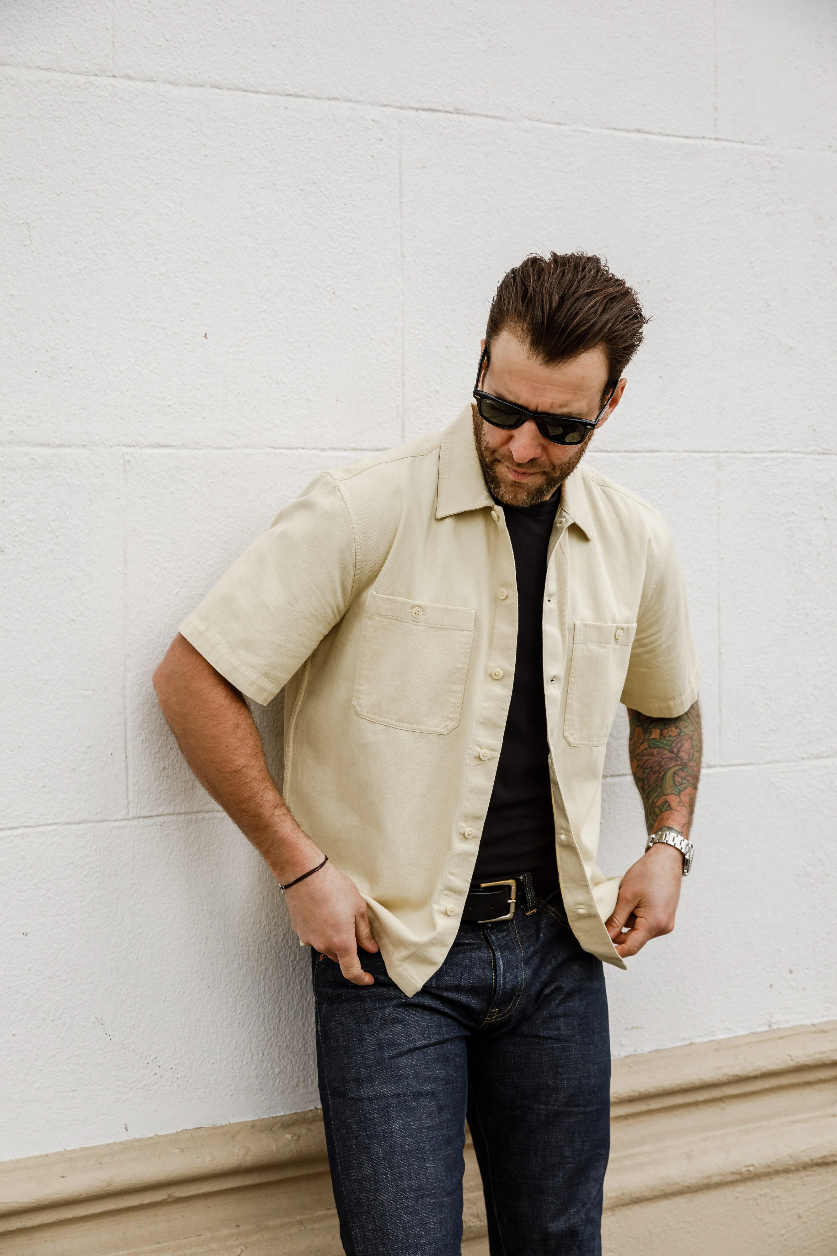 3sixteen - Short Sleeve Work Shirt - Ecru Twill - Image 9
