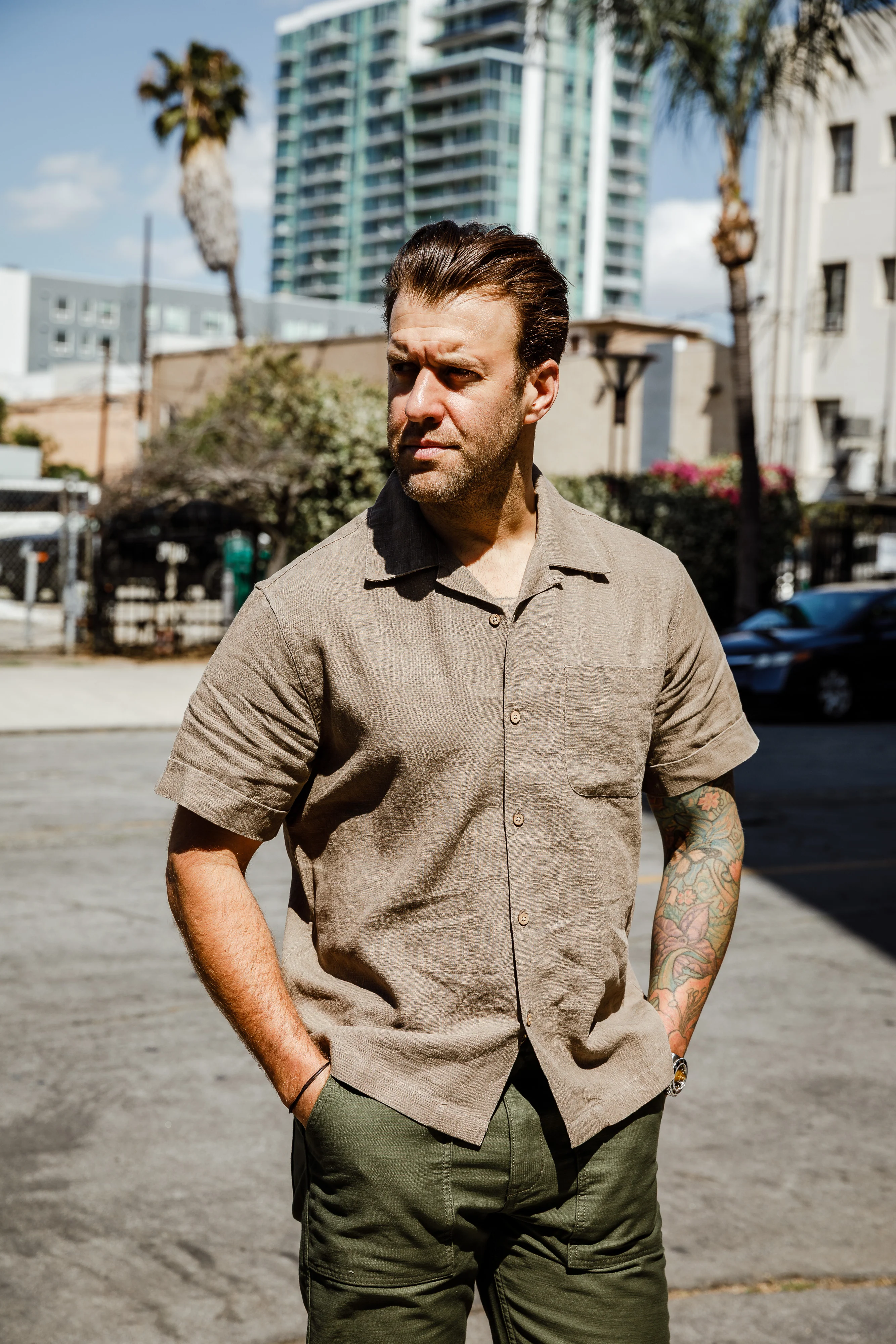 3sixteen - Vacation Shirt - Almond Linen - Image 2