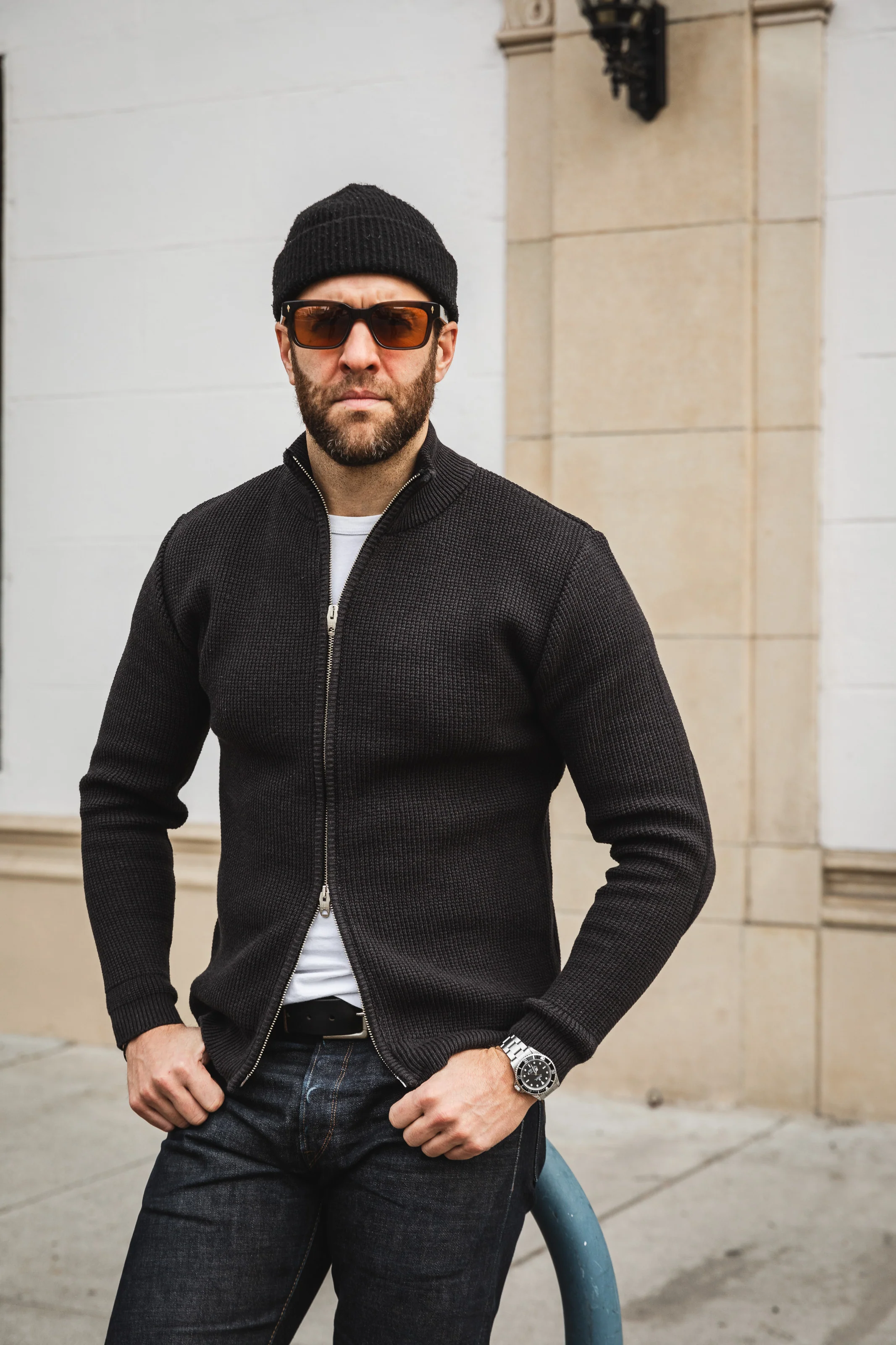 Addict Clothes - Cotton Waffle Drivers Knit - Black - Image 6