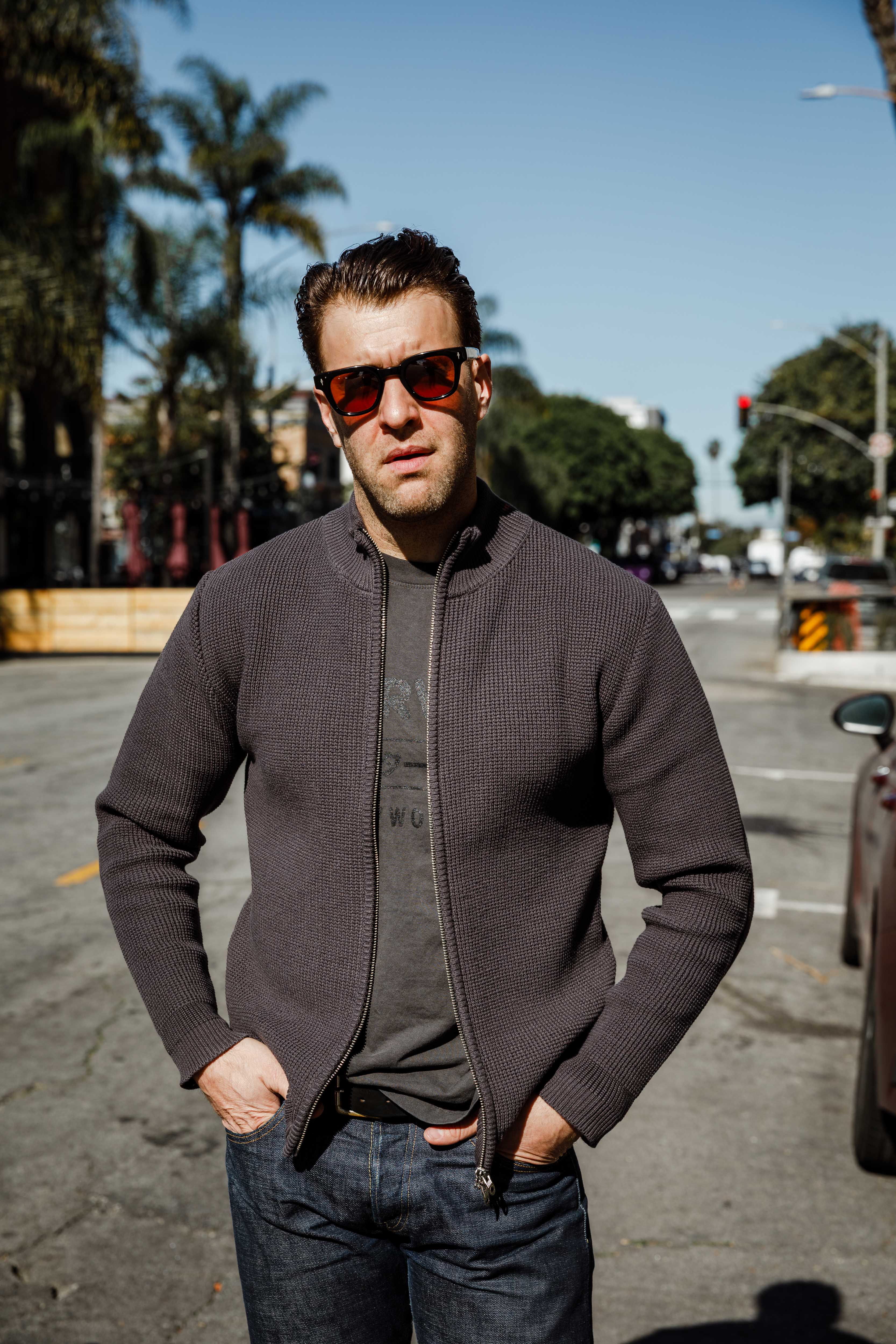 Addict Clothes - Cotton Waffle Drivers Knit - Charcoal Grey - Image 3
