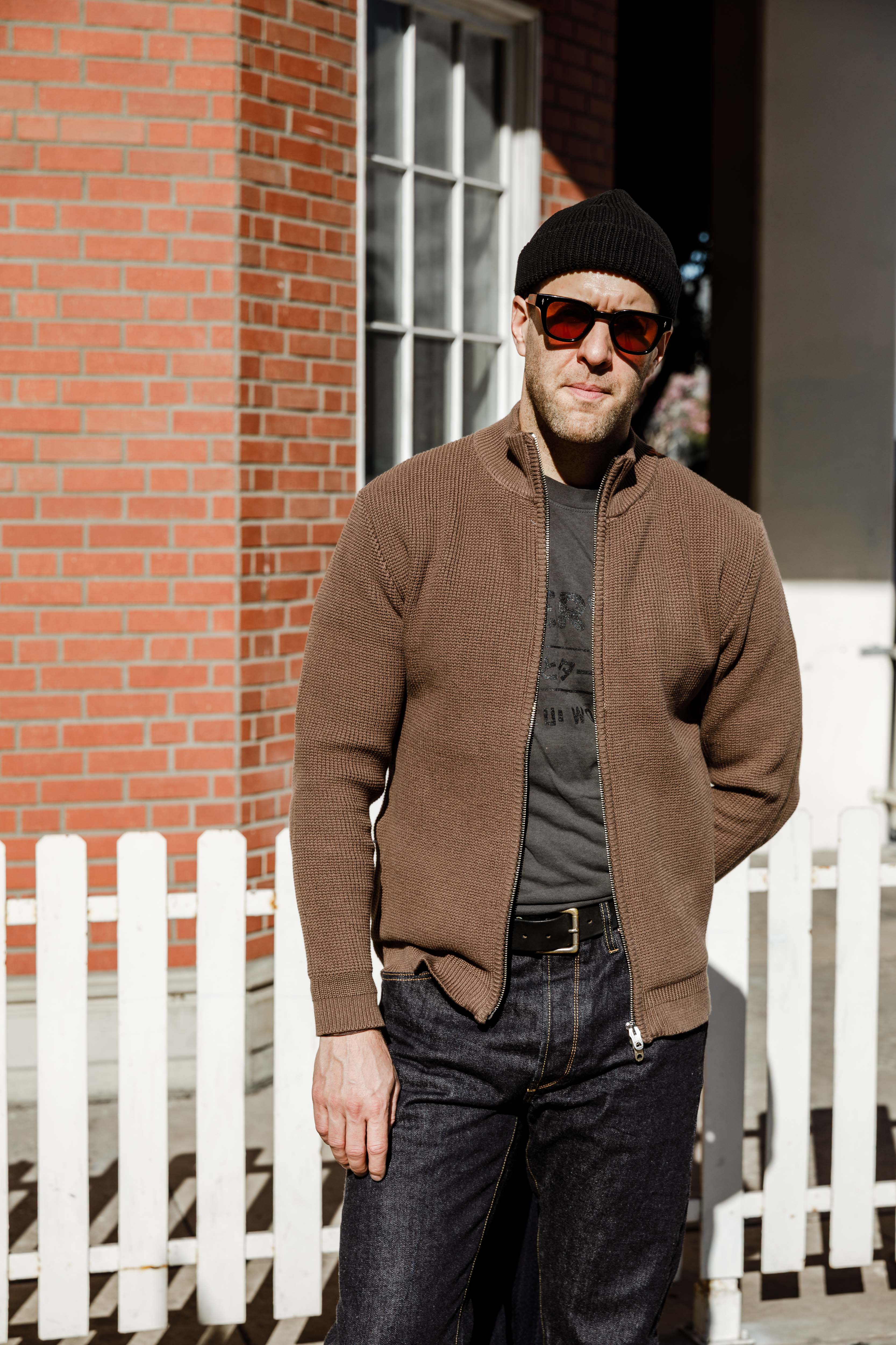 Addict Clothes - Cotton Waffle Drivers Knit - Walnut - Image 3