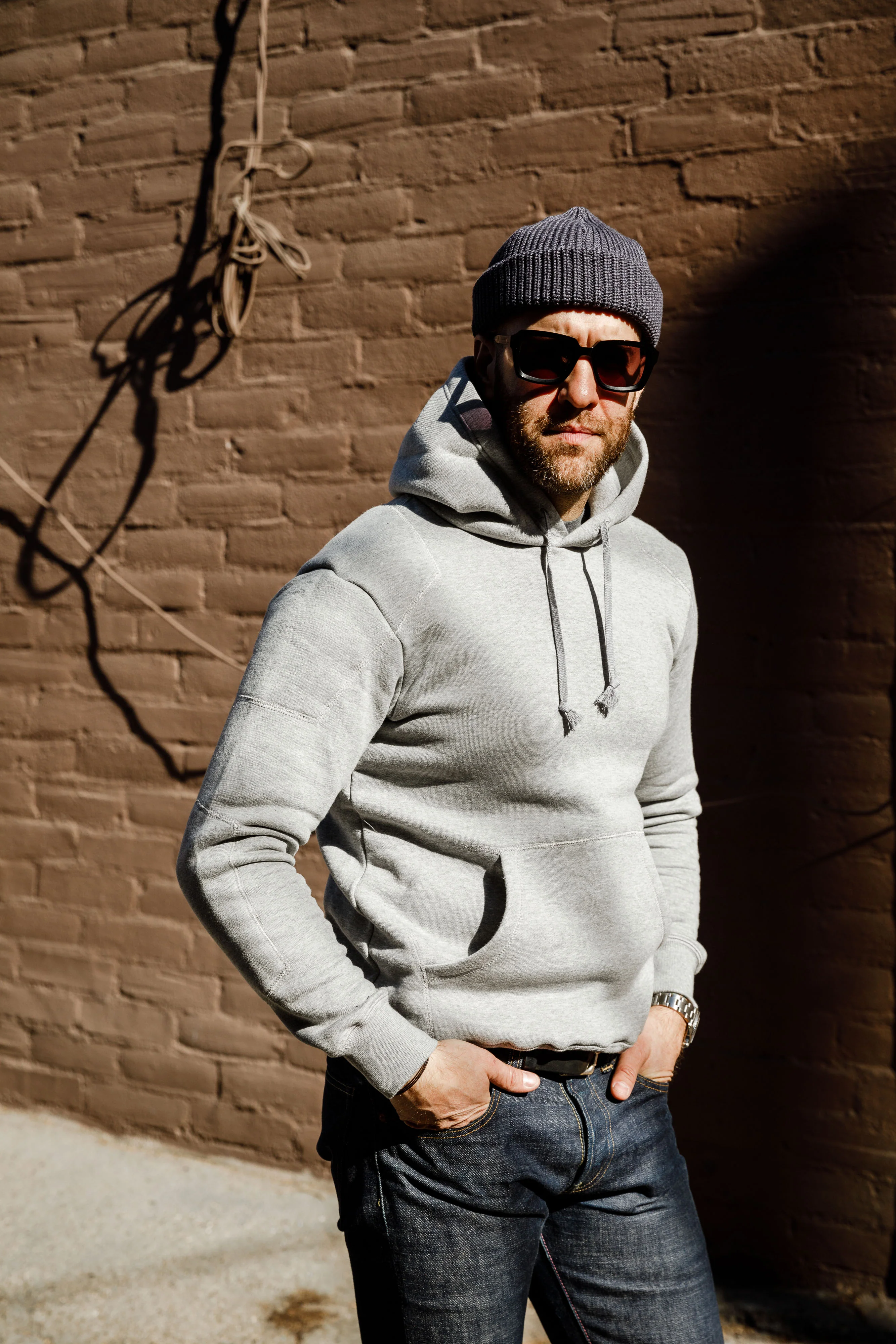 Addict Clothes - Heavy Weight Padded Pullover Hoodie Logo'd  - Light Grey - Image 3