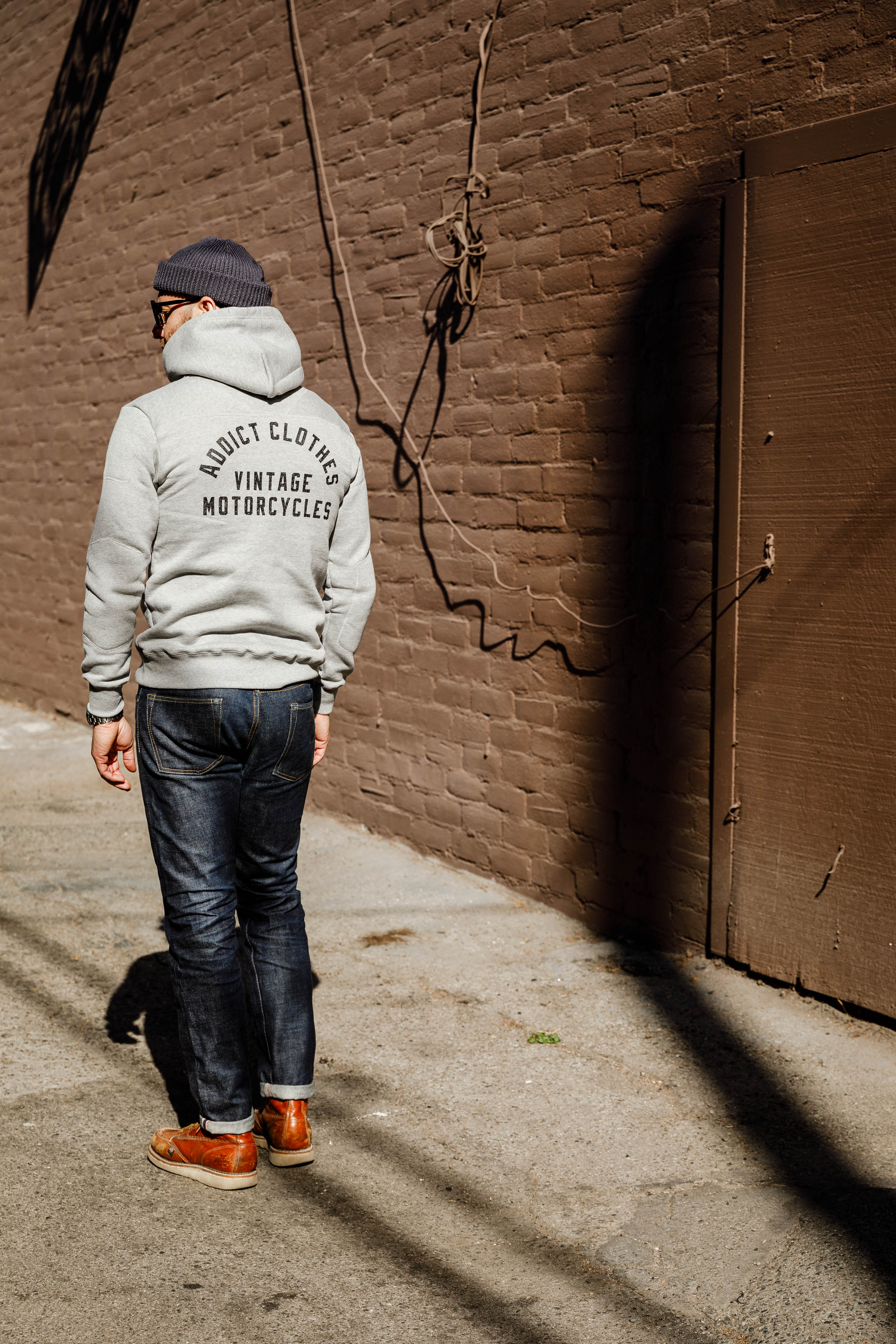Addict Clothes - Heavy Weight Padded Pullover Hoodie Logo'd  - Light Grey - Image 4