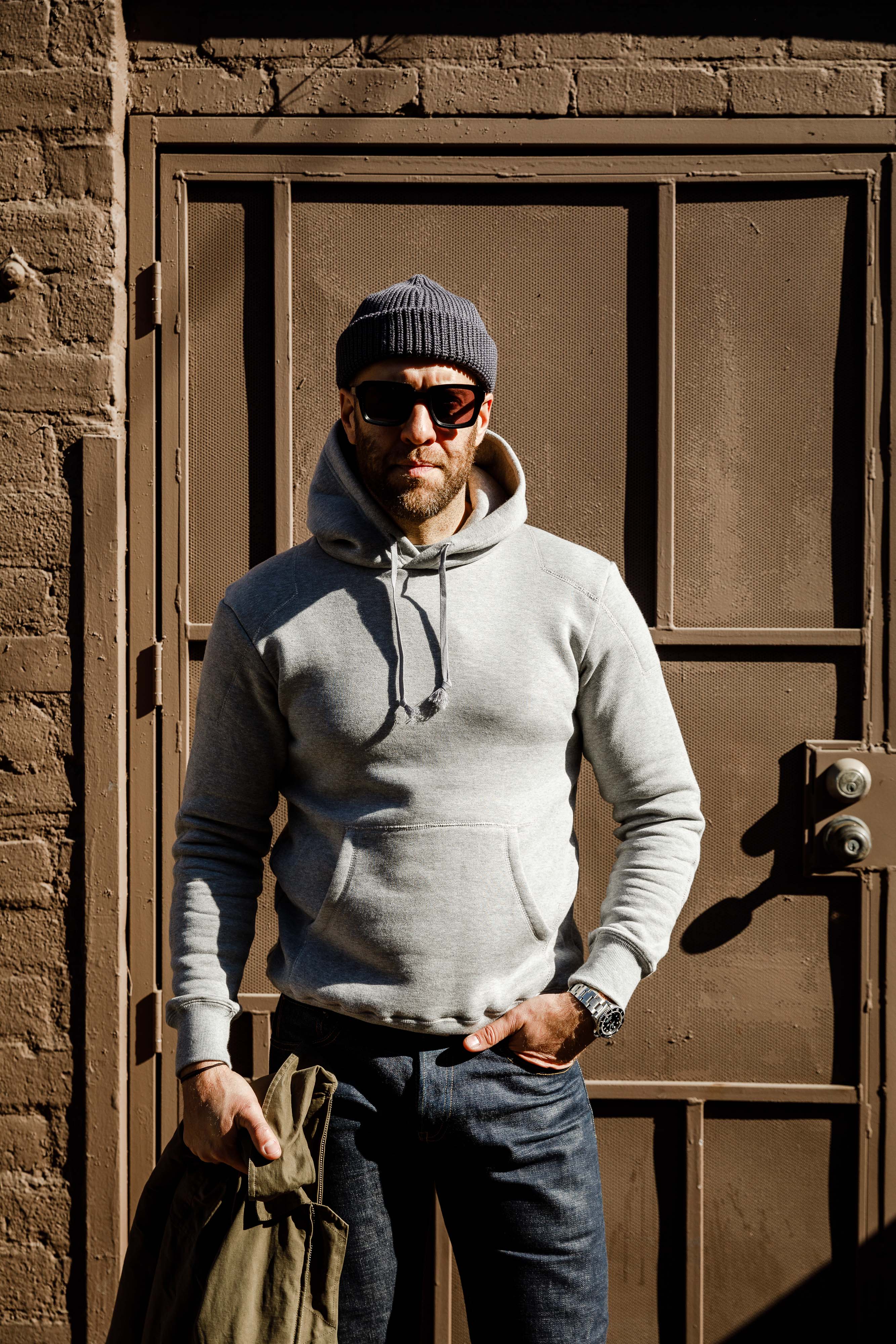 Addict Clothes - Heavy Weight Padded Pullover Hoodie Logo'd  - Light Grey - Image 6