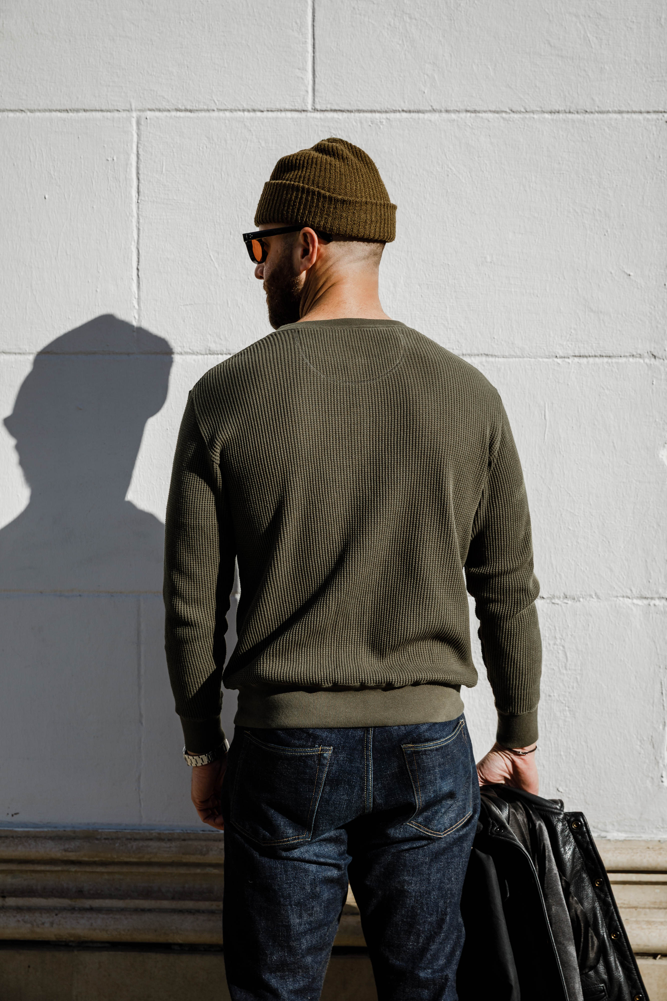 Addict Clothes - Heavy Weight Waffle Henley - Army Green - Image 5