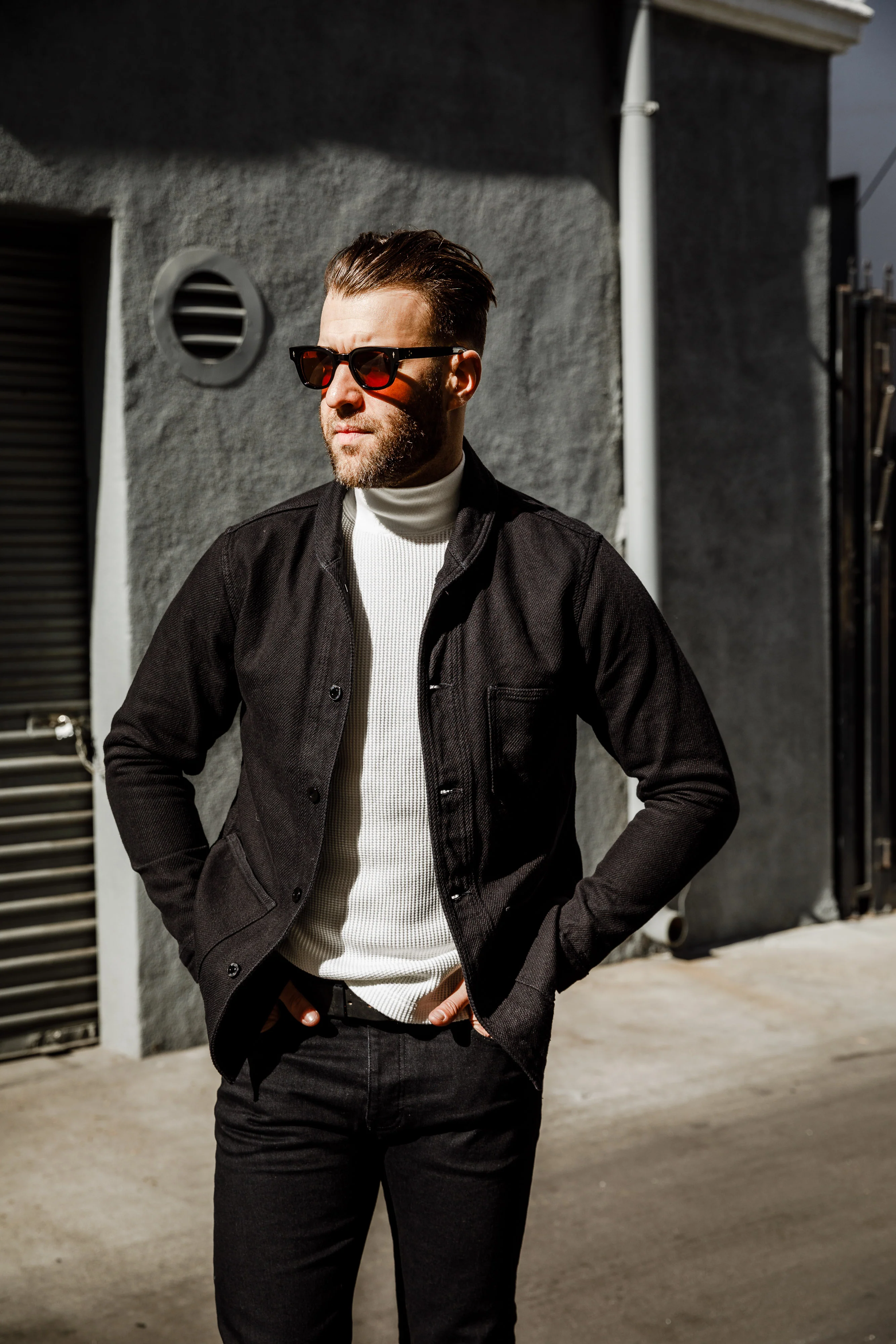 Addict Clothes - Heavy Weight Waffle Moc Neck Crew - Off White - Image 6