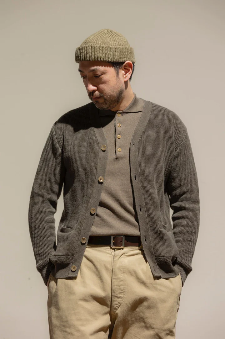 Addict Clothes - Long Sleeve Knit Polo - Olive - Image 4