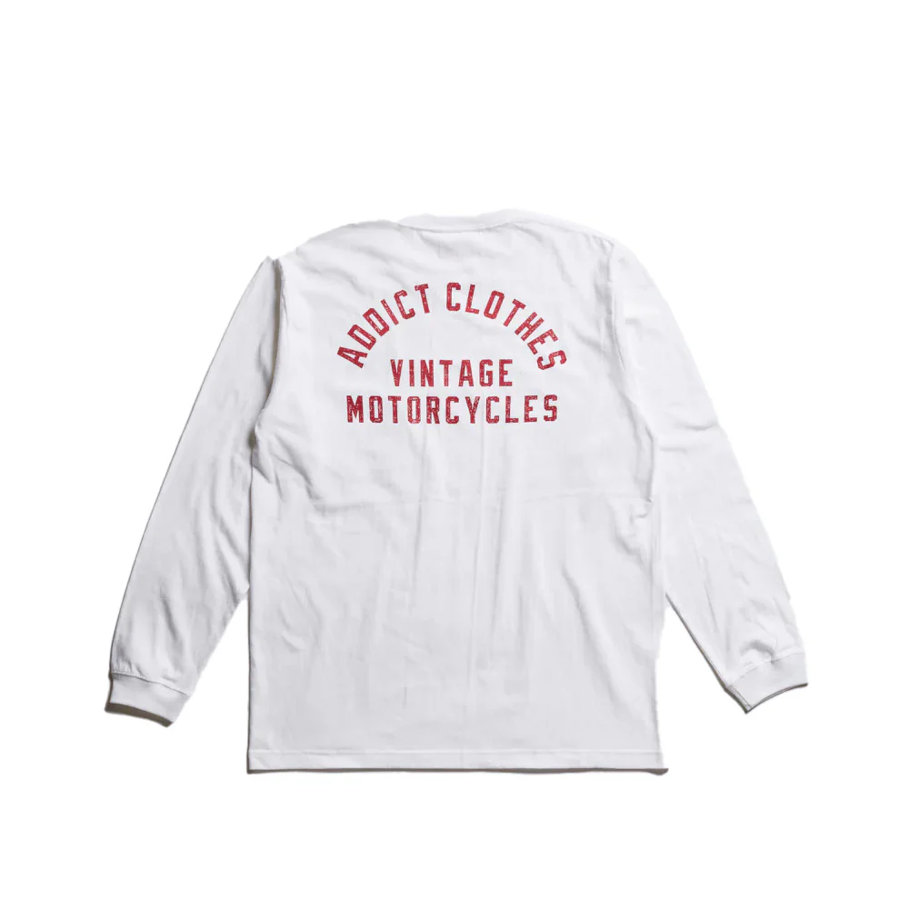 Addict Clothes - Long Sleeve Pocket Tee - White (Logo'd)