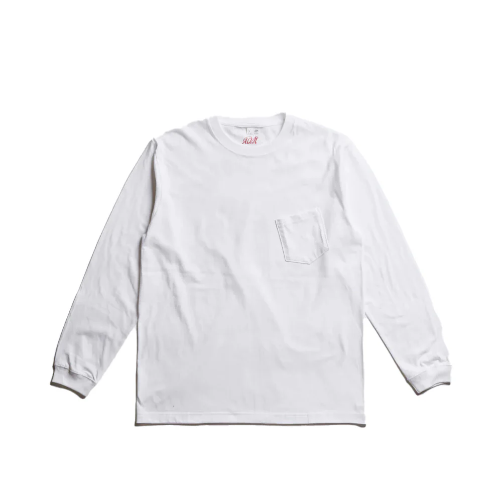 Addict Clothes - Long Sleeve Pocket Tee - White (Logo'd) - Image 2