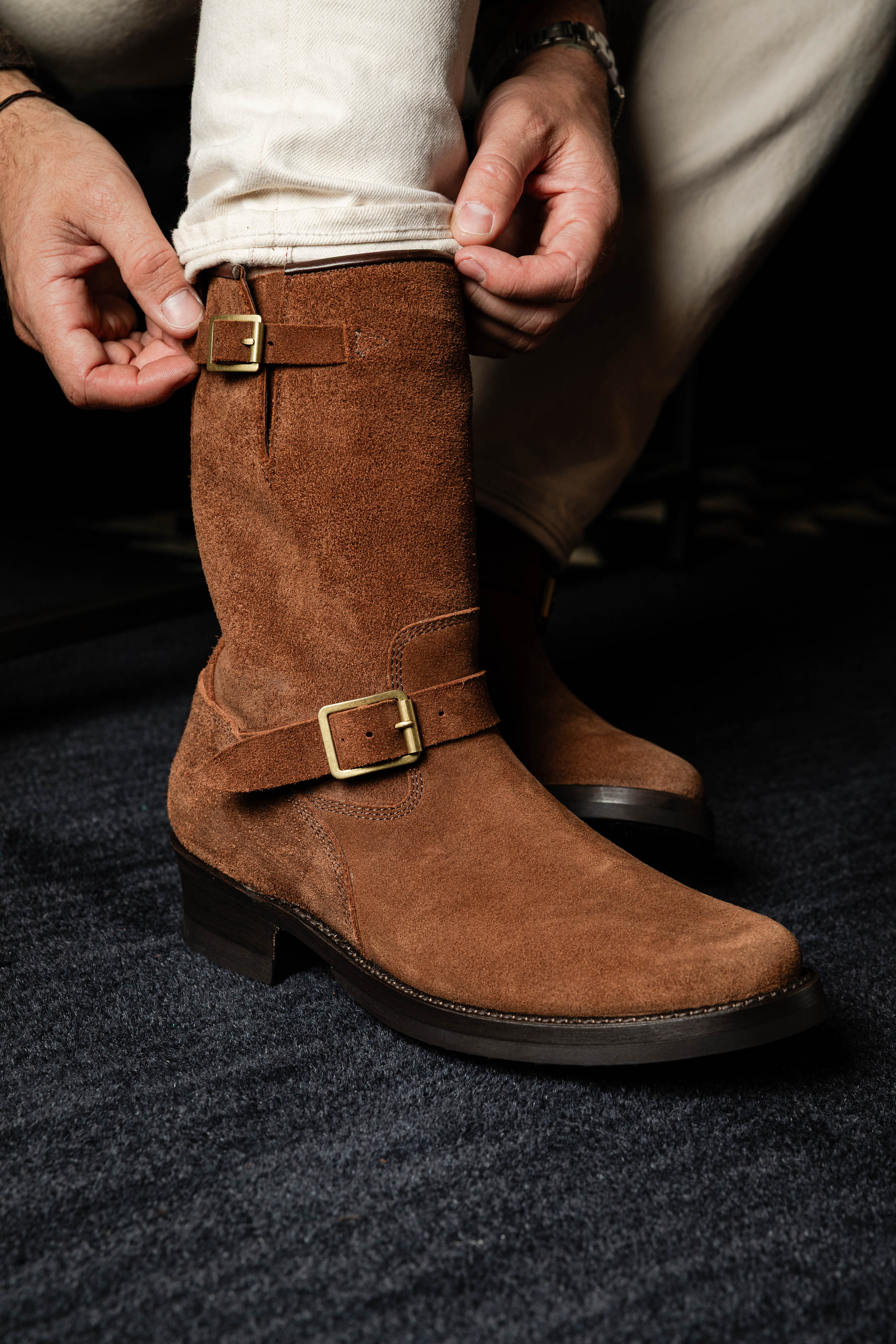 Addict Clothes - Steer Suede Engineer Boot - Brown - Image 12