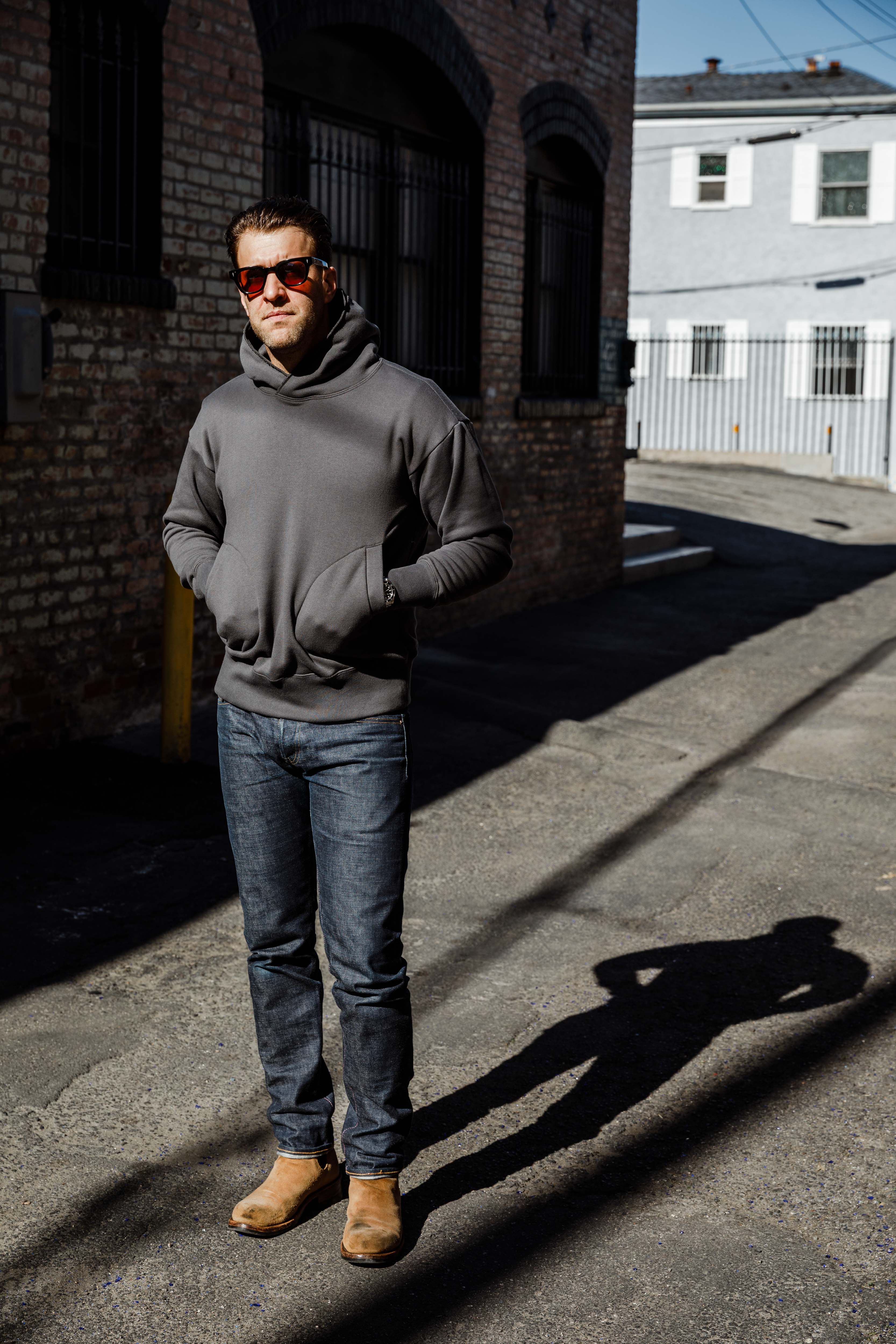 Addict Clothes - Unusual Pocket Fleece Hoodie - Charcoal Grey - Image 2