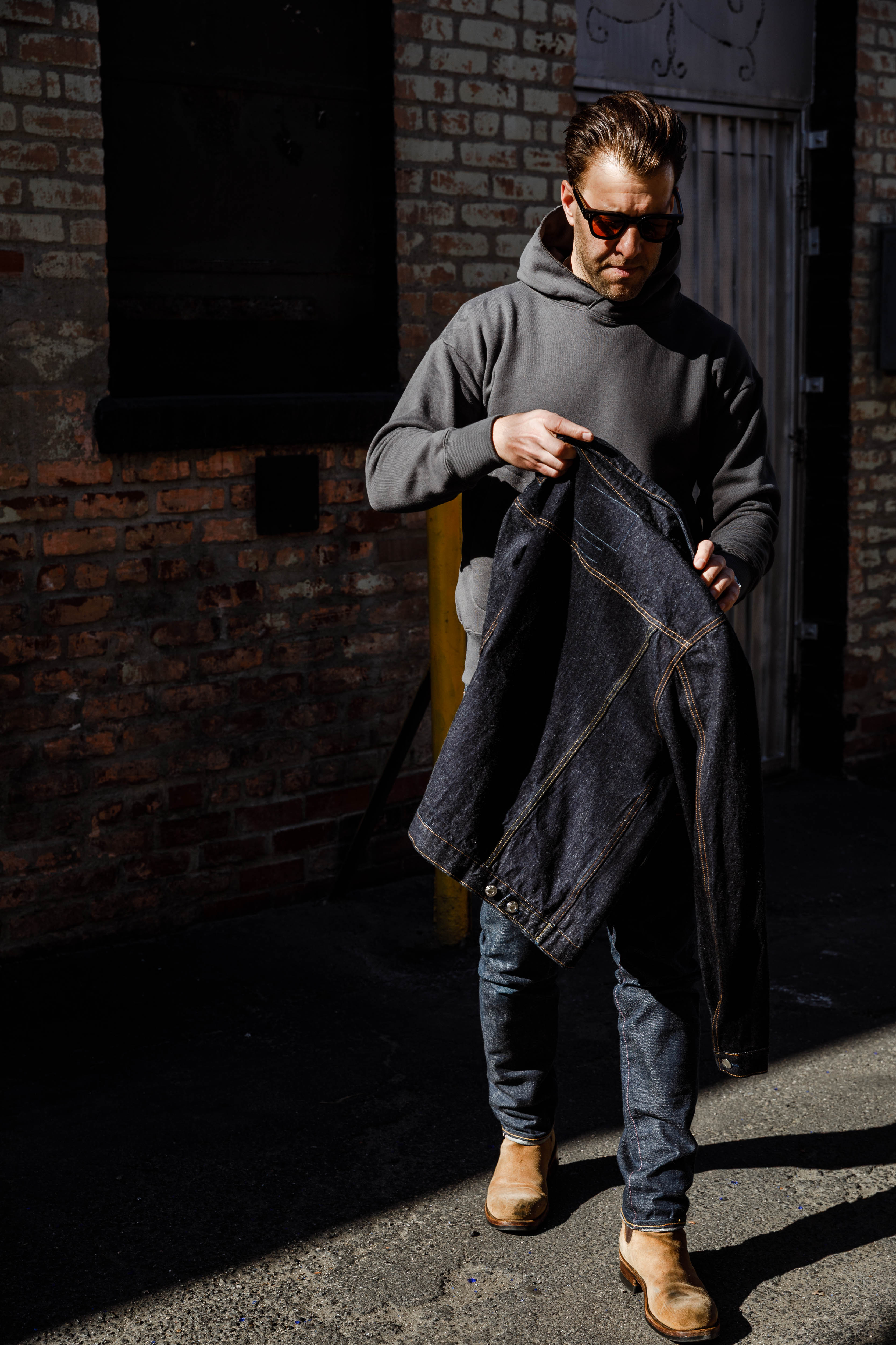 Addict Clothes - Unusual Pocket Fleece Hoodie - Charcoal Grey - Image 3