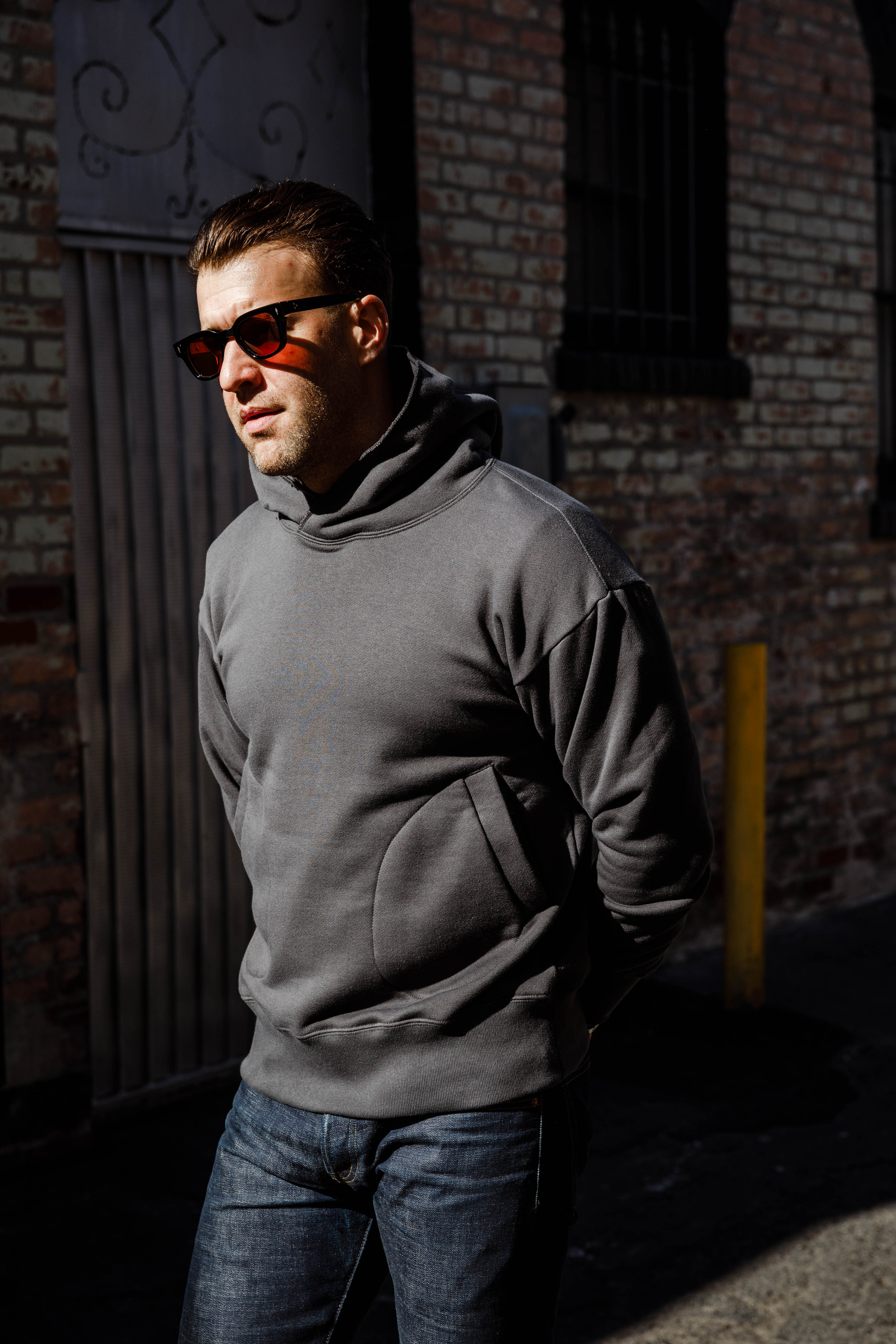 Addict Clothes - Unusual Pocket Fleece Hoodie - Charcoal Grey - Image 5