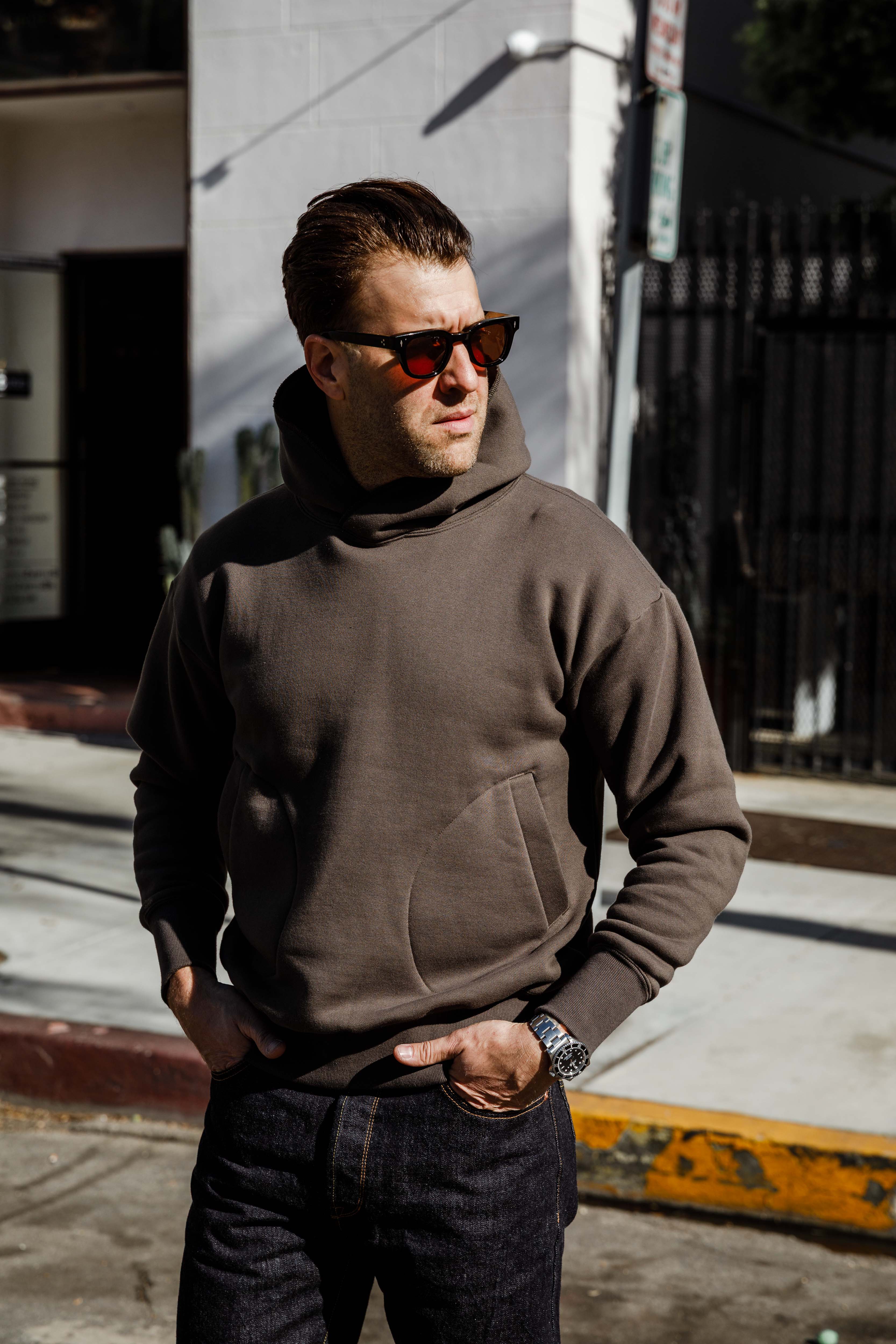 Addict Clothes - Unusual Pocket Fleece Hoodie - Olive - Image 2