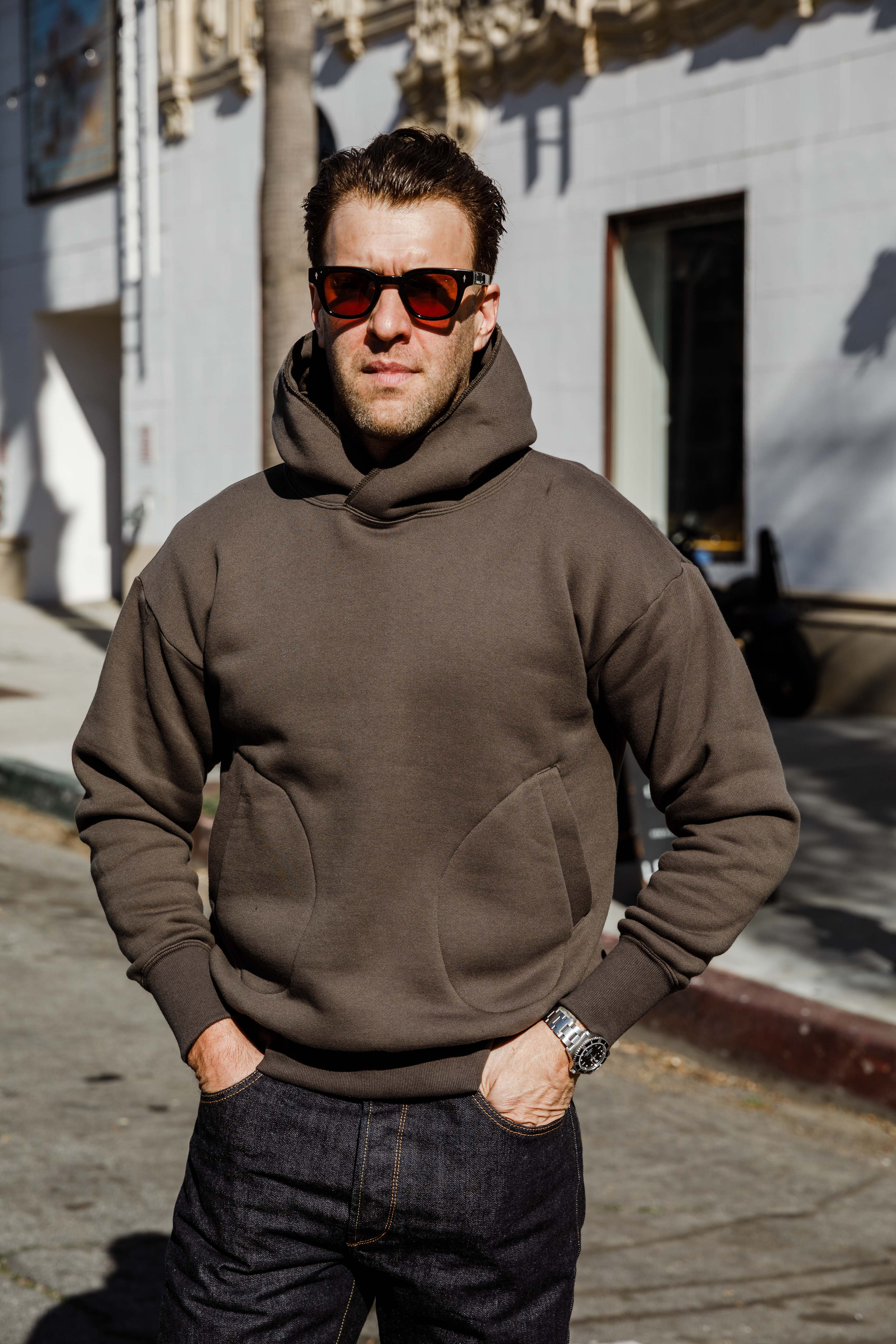 Addict Clothes - Unusual Pocket Fleece Hoodie - Olive - Image 3