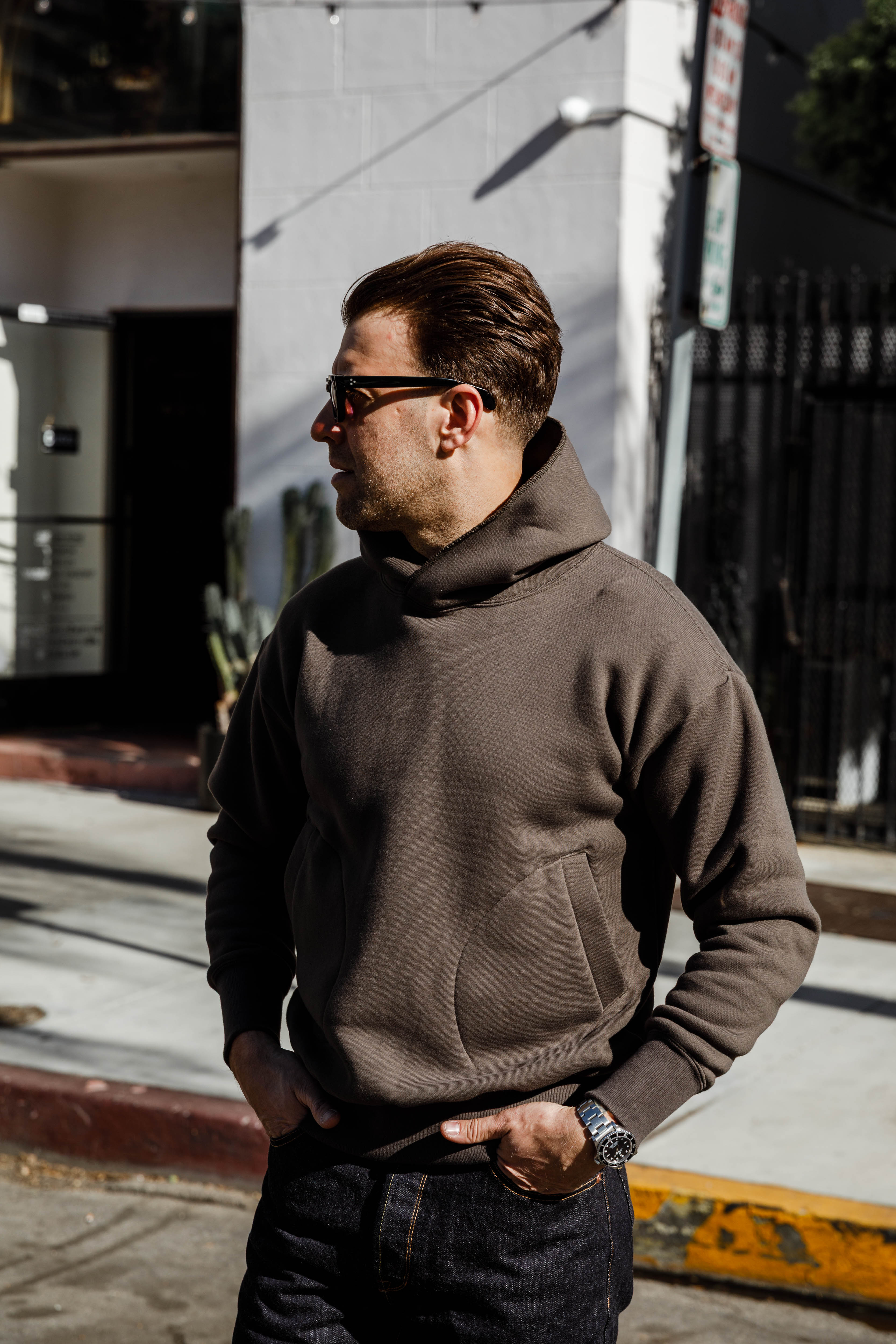 Addict Clothes - Unusual Pocket Fleece Hoodie - Olive - Image 4