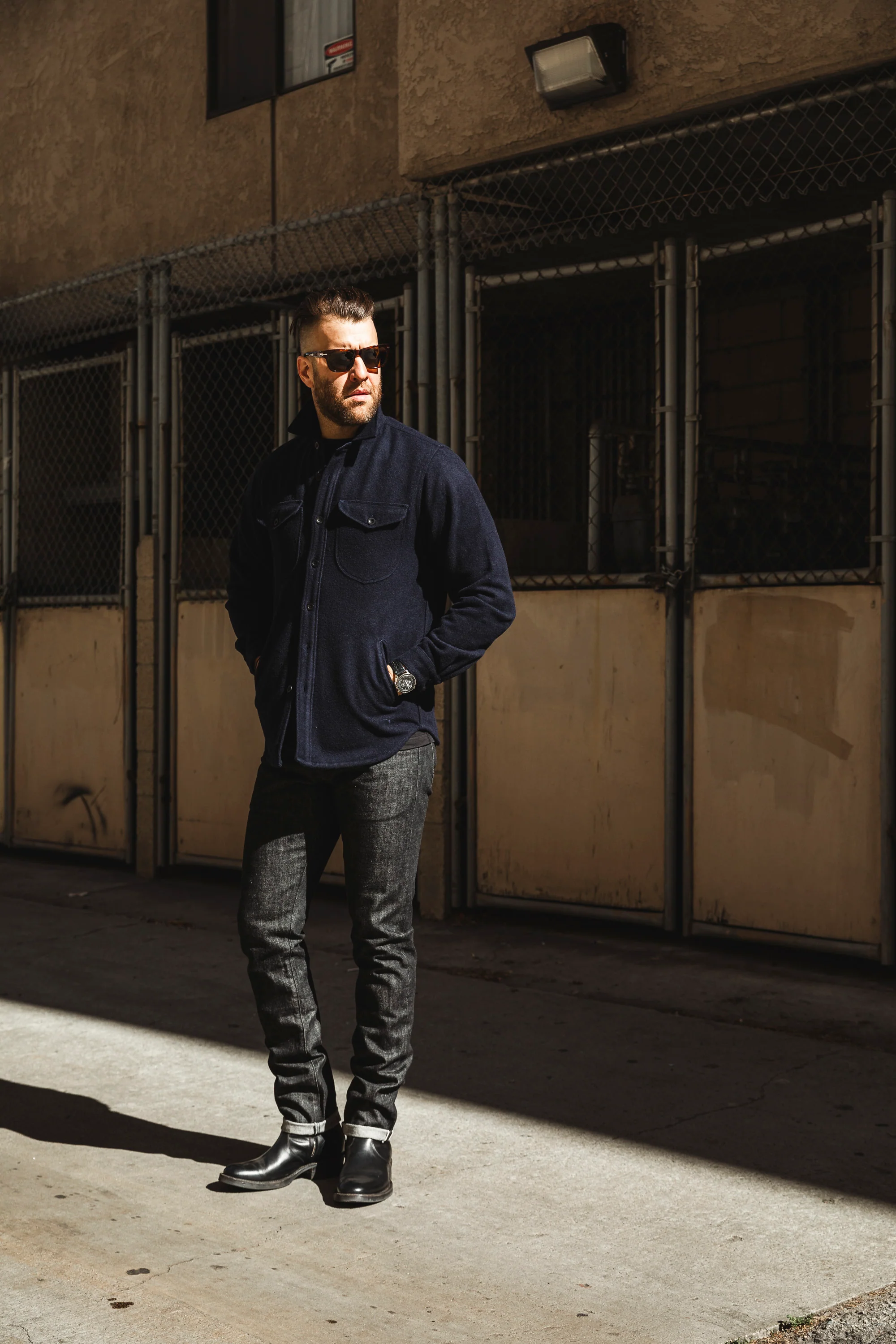 Benzak Denim Developers - CPO OverShirt - 14 oz Dark Navy Wool - Image 5