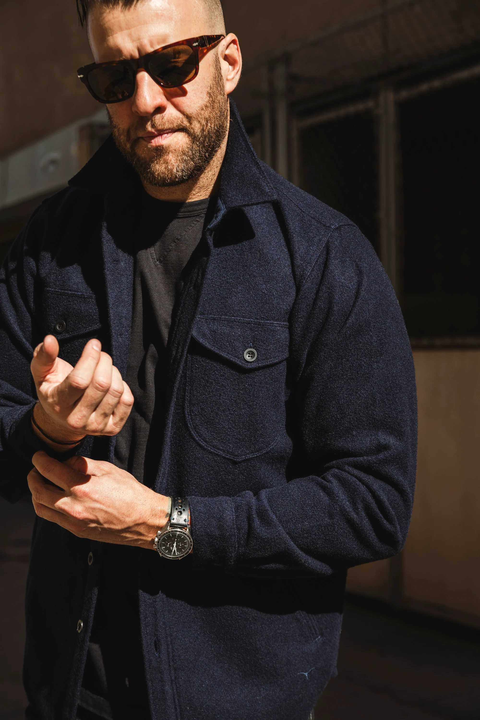 Benzak Denim Developers - CPO OverShirt - 14 oz Dark Navy Wool - Image 7