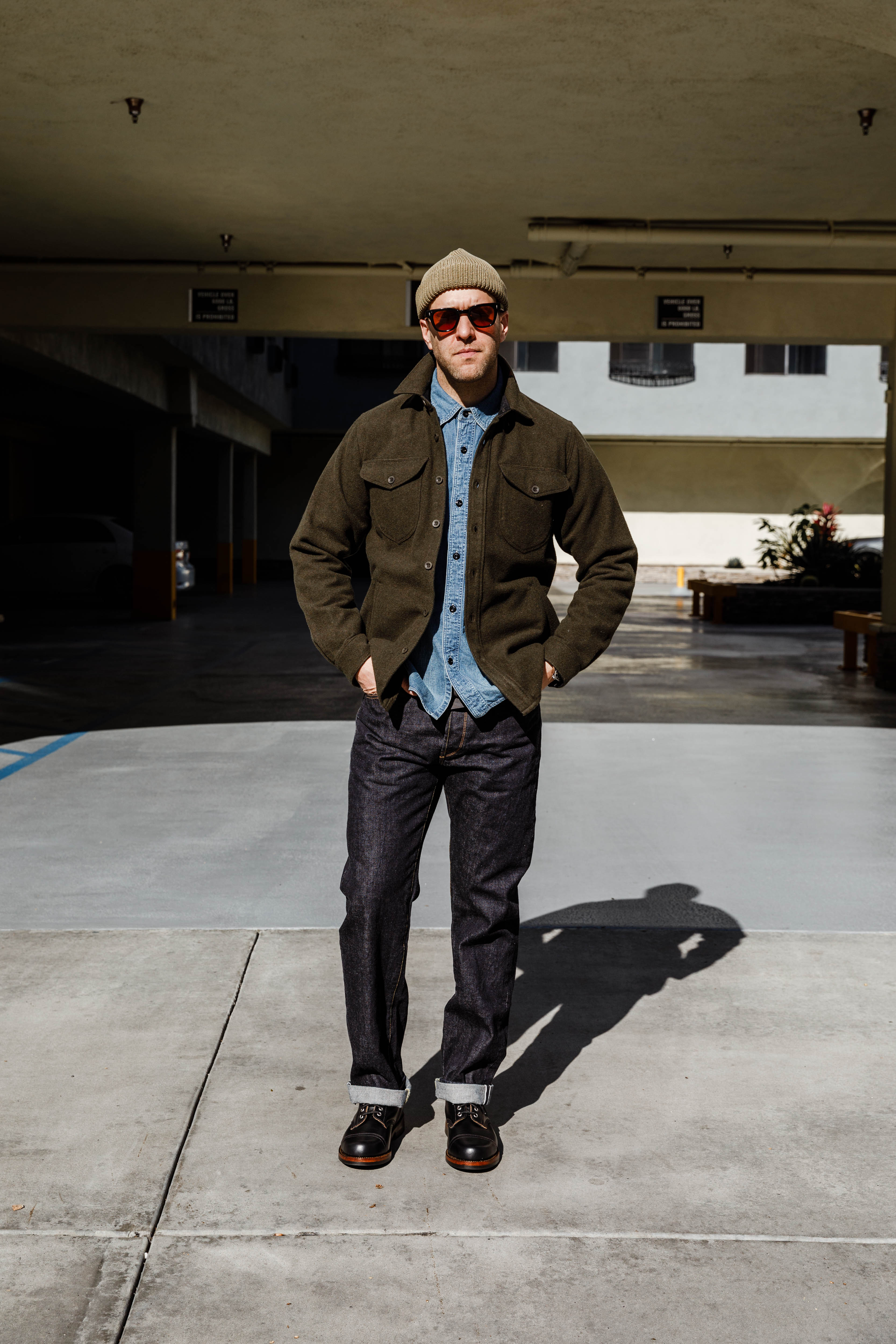 Benzak Denim Developers - CPO OverShirt - 14oz Forest Green Wool Mosser - Image 5