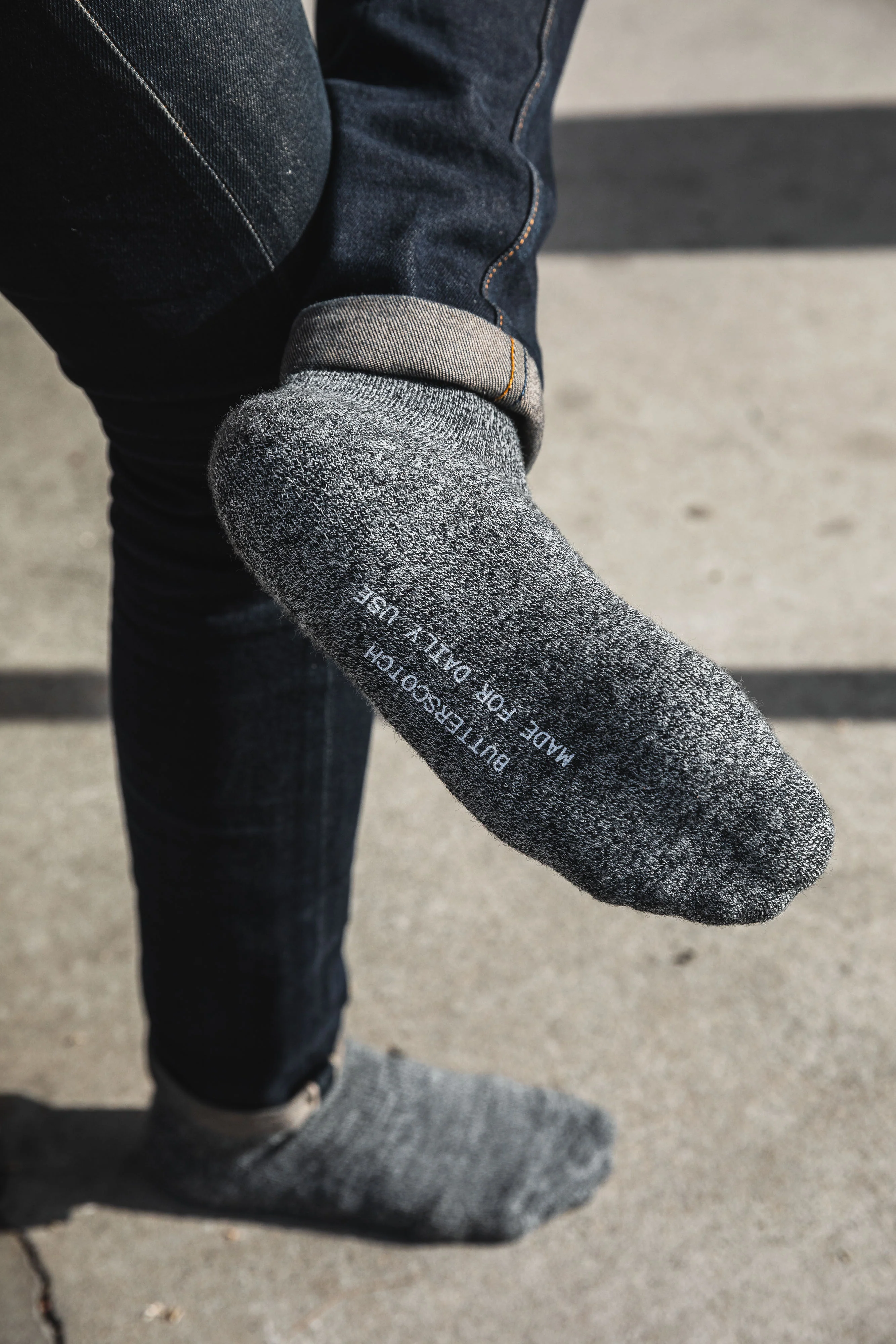 ButterScotch - Japanese Wool Socks - Salt & Paper Grey - Image 3