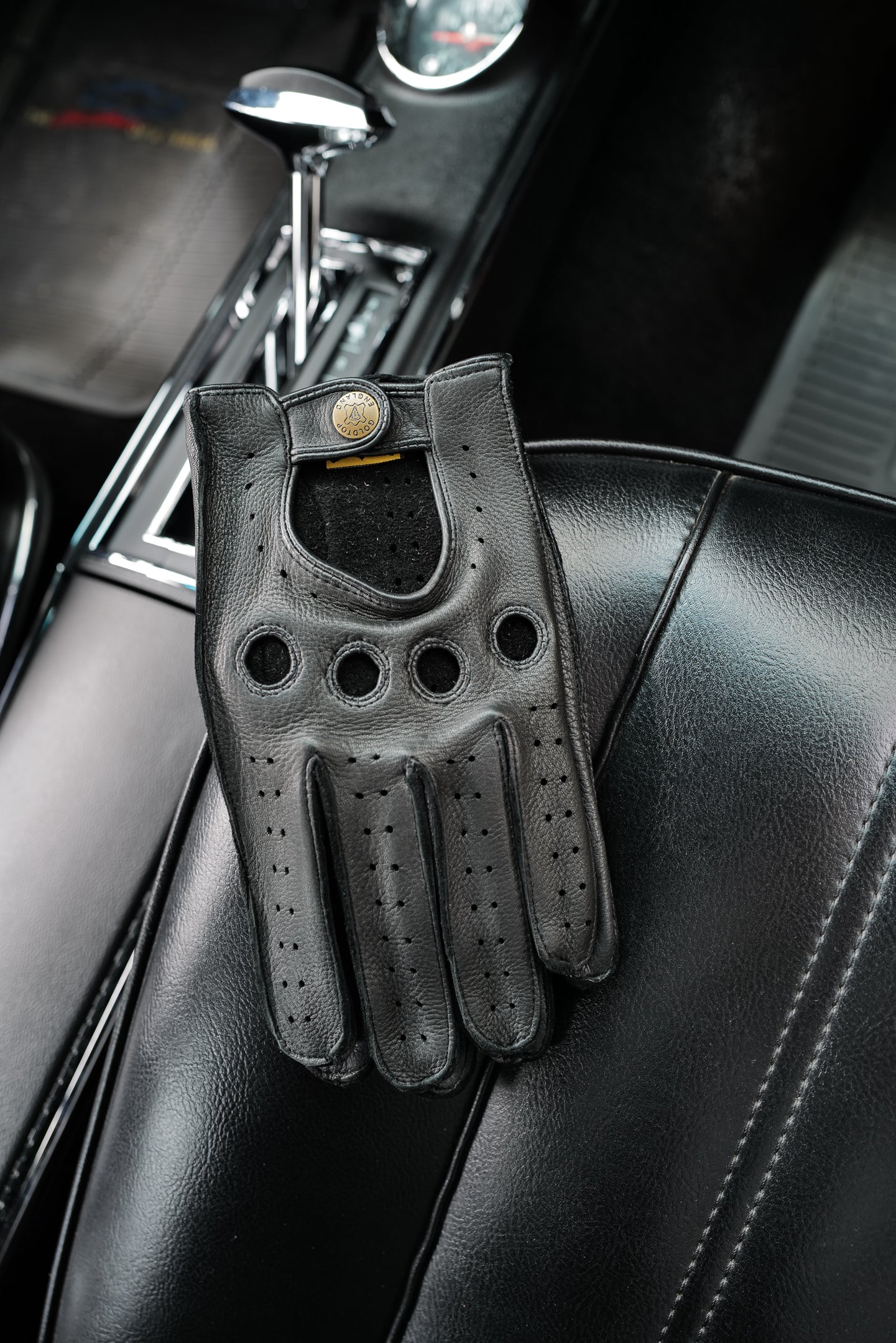 Goldtop England - Deerskin Leather Driving Gloves - Black - Image 3