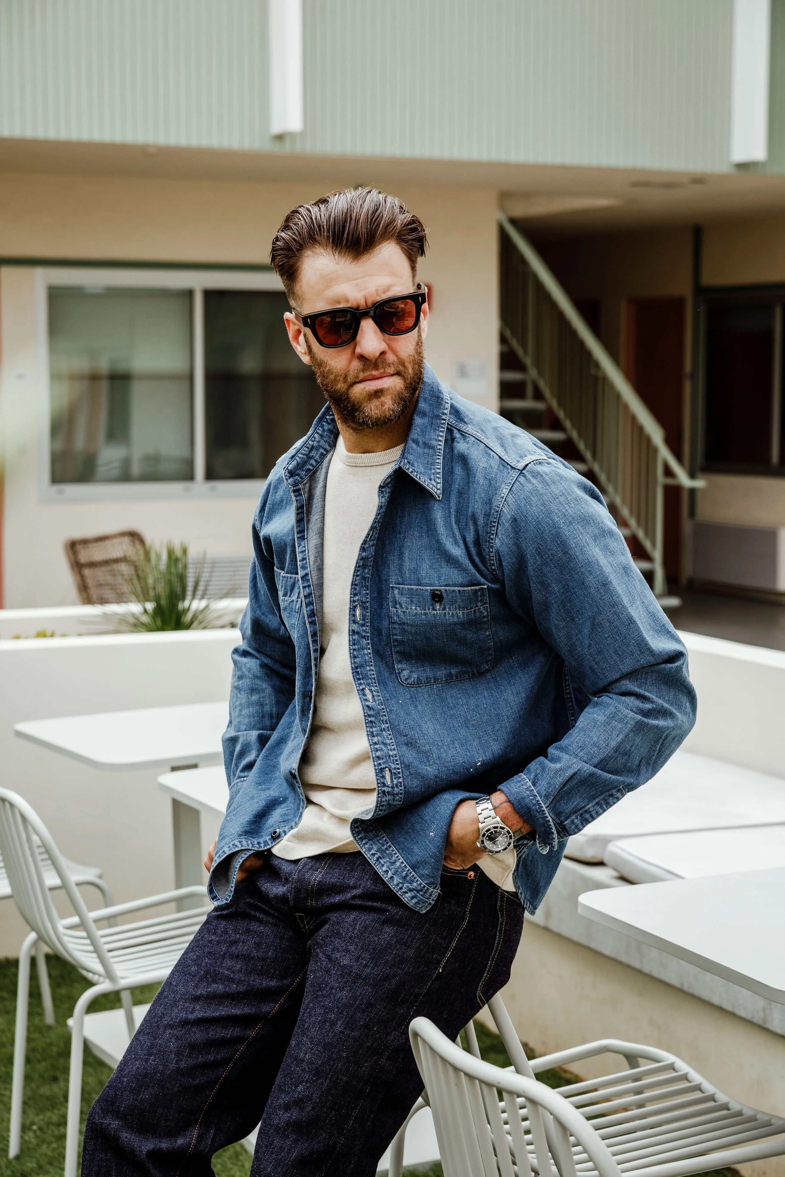 Full Count - 4890HW-19 - 8oz Denim Work Shirt (Hand Washed) - Image 6