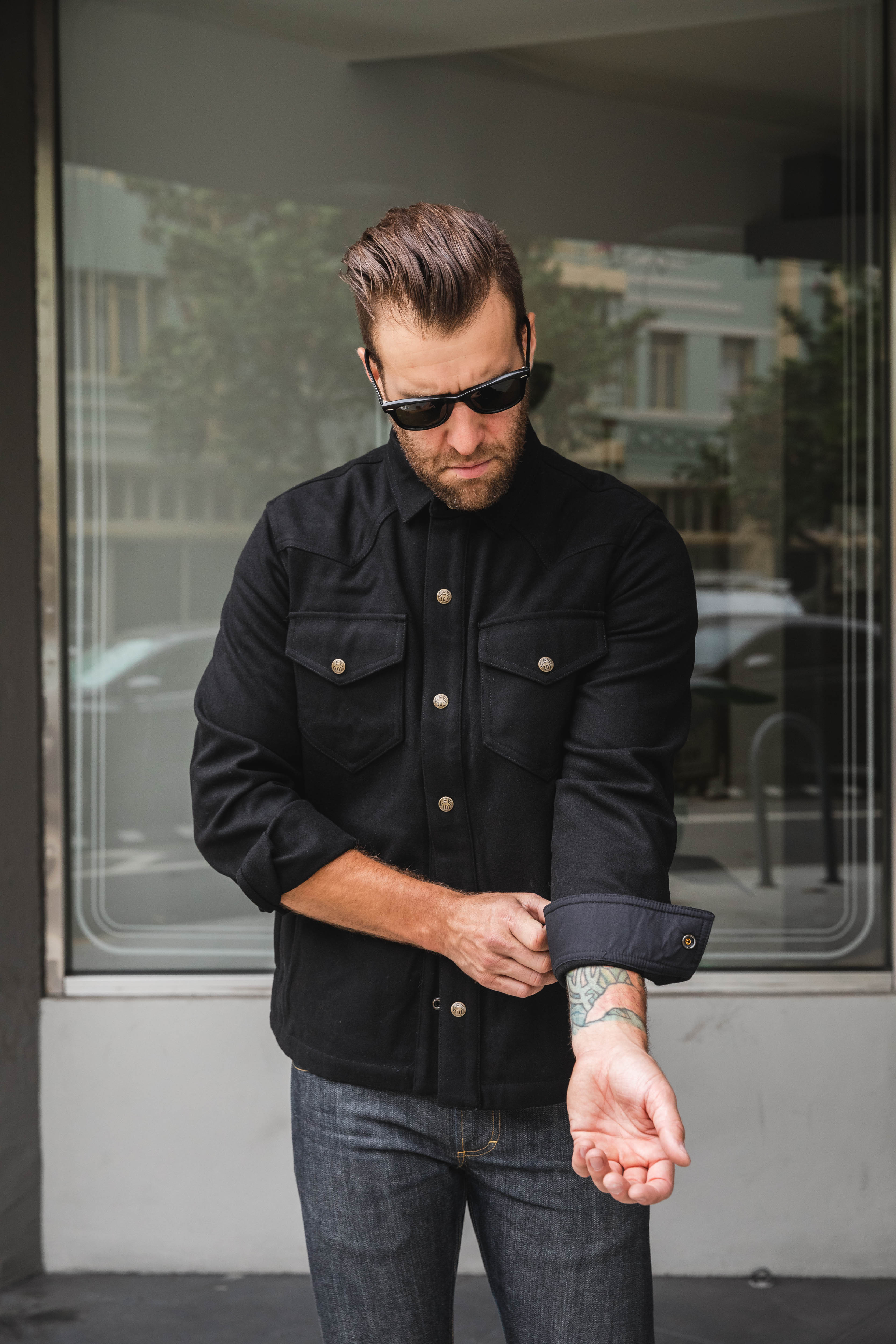 Lee 101 - Wool Overshirt - Black - Image 3