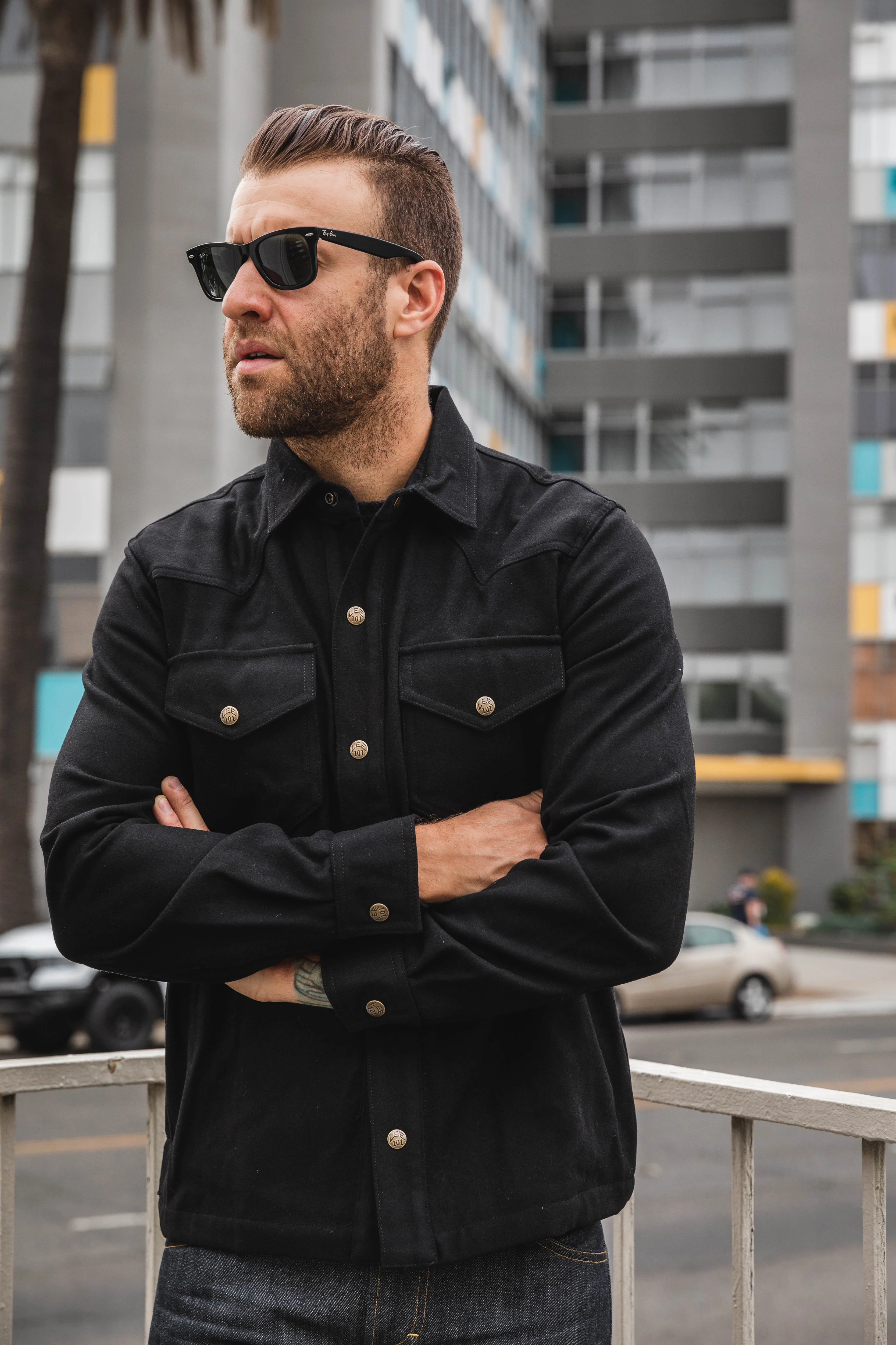 Lee 101 - Wool Overshirt - Black - Image 6