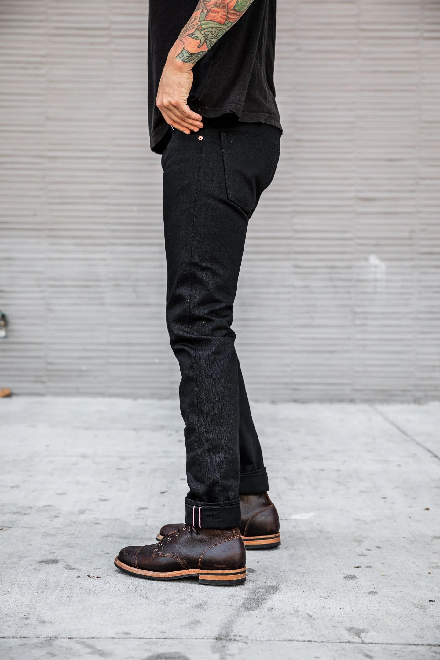 Momotaro - High Tapered - Black 15.7oz Zimbabwe w/ Black Battle Stripes - Image 10