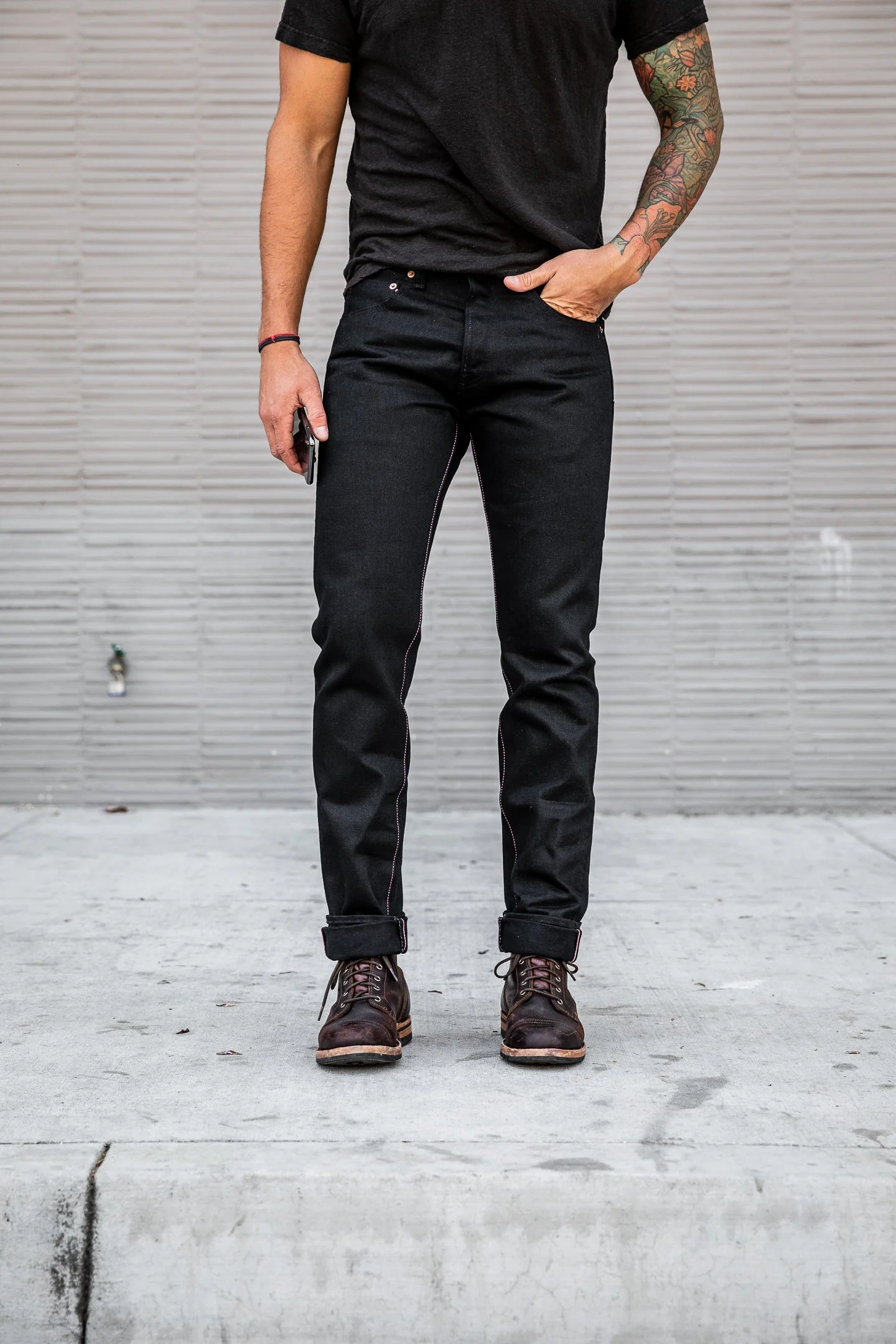 Momotaro - High Tapered - Black 15.7oz Zimbabwe w/ Black Battle Stripes - Image 11