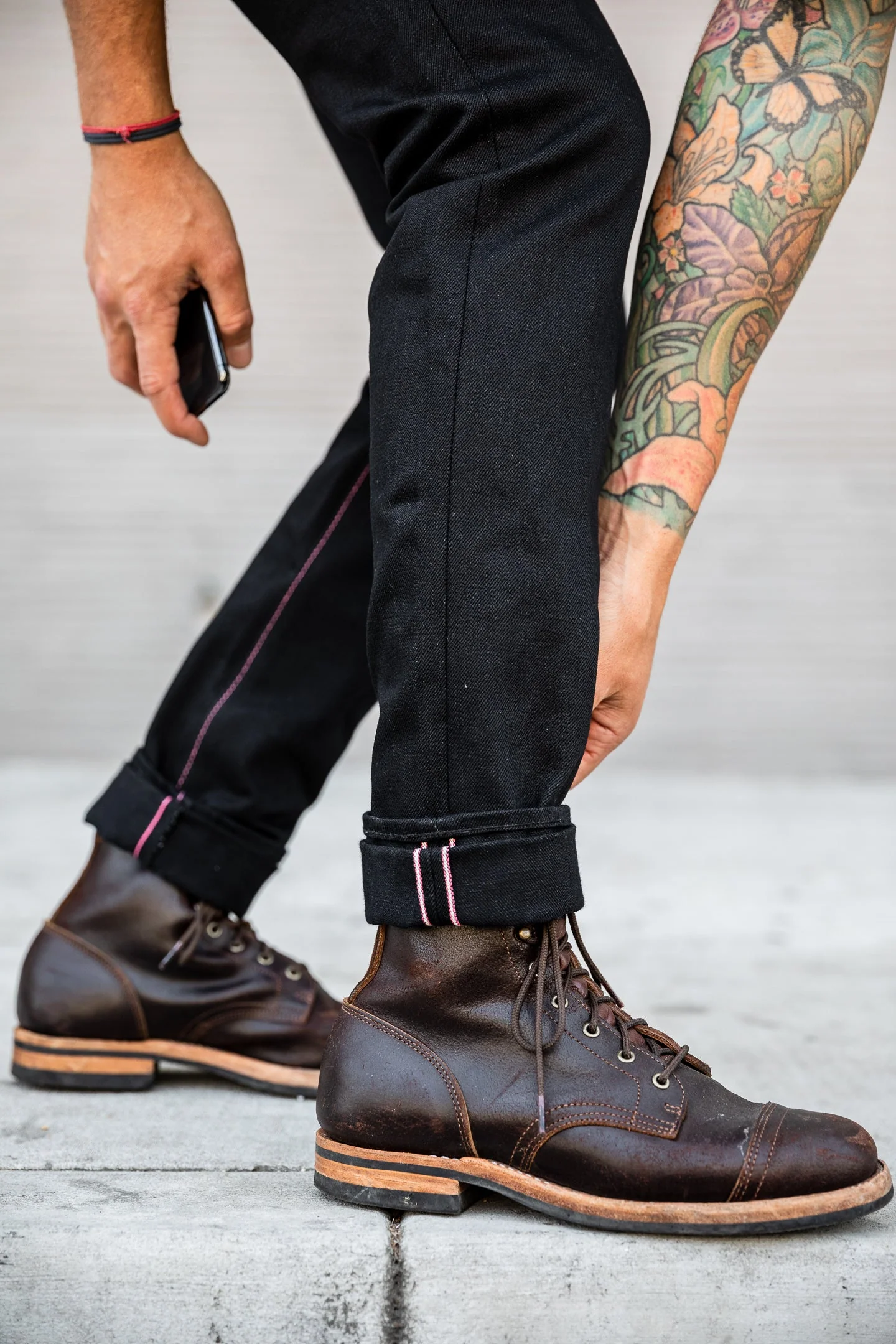 Momotaro - High Tapered - Black 15.7oz Zimbabwe w/ Black Battle Stripes - Image 5
