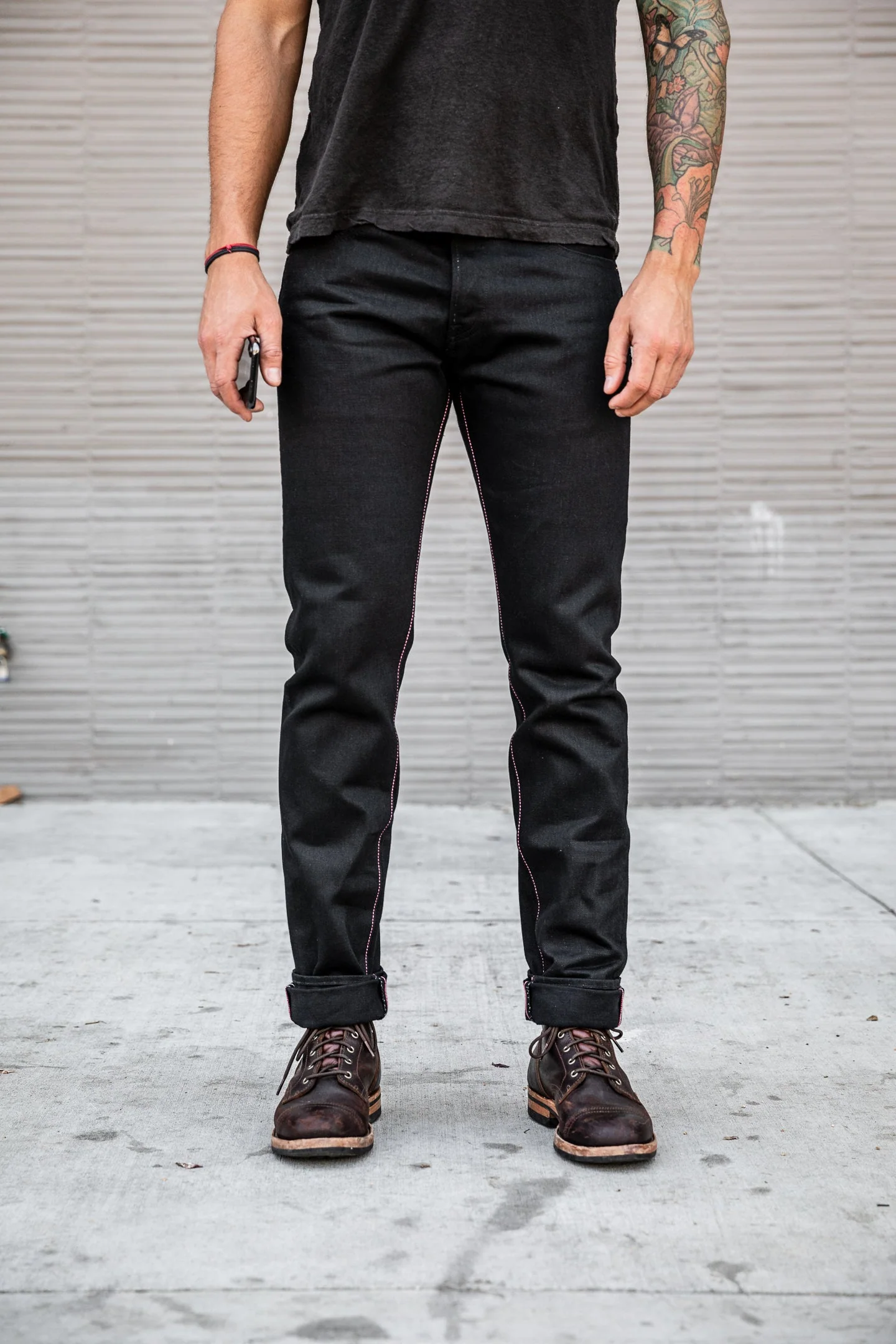 Momotaro - High Tapered - Black 15.7oz Zimbabwe w/ Black Battle Stripes - Image 9