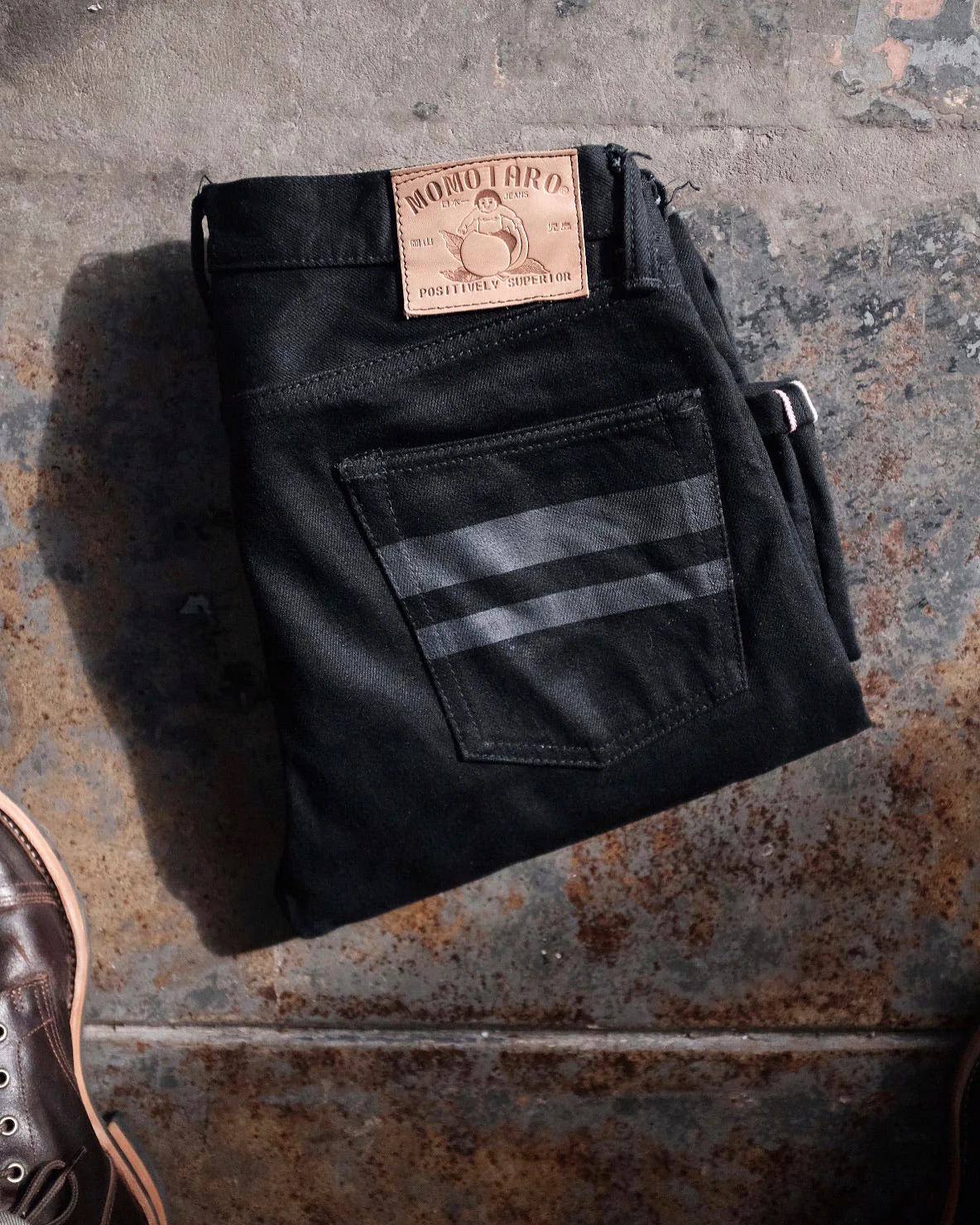 Momotaro - Tight Tapered - Black 15.7oz Zimbabwe w/ Black Battle Stripes - Image 10
