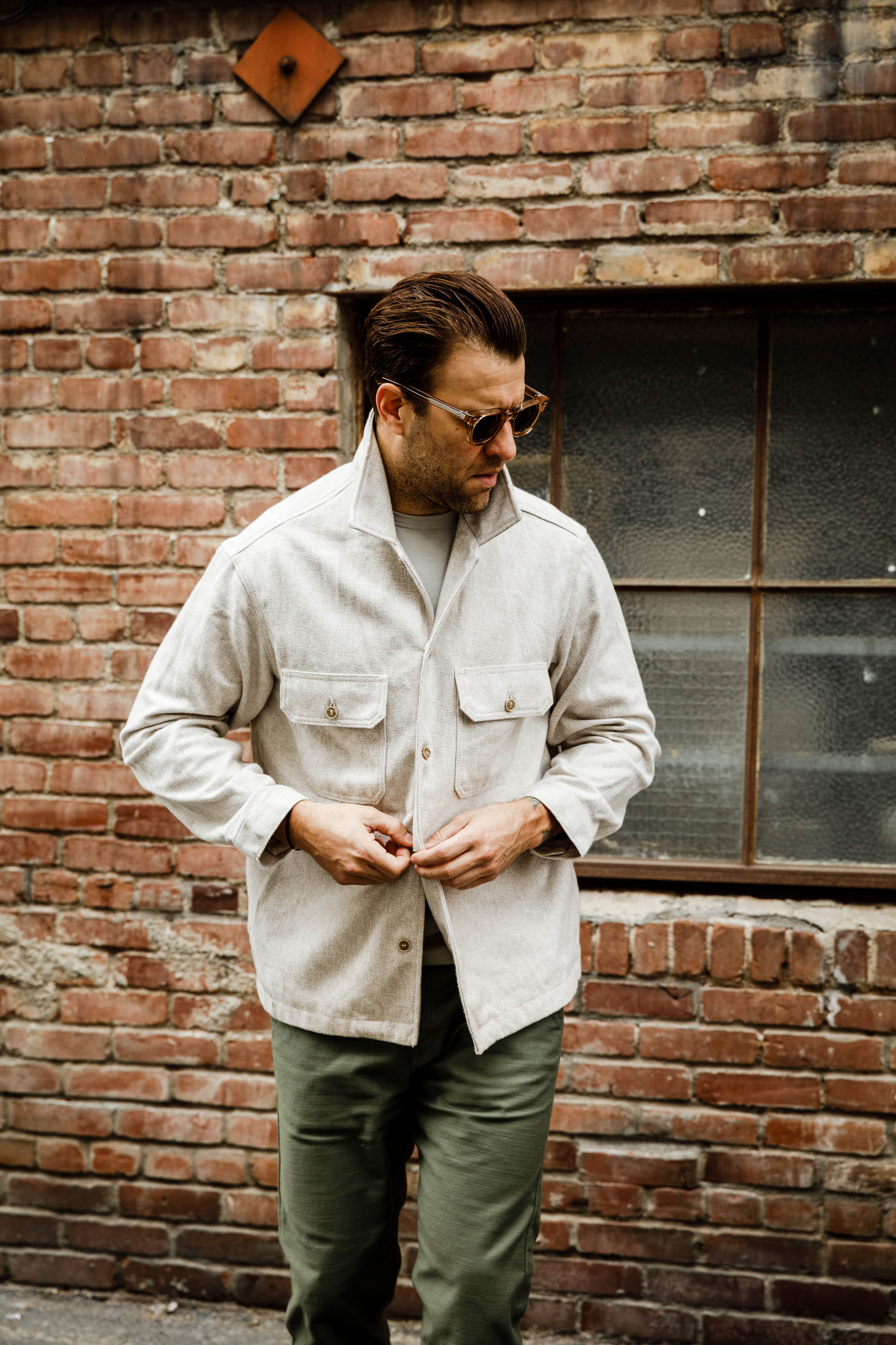 Naked & Famous - Over Shirt - Triple Yarn Twist Brushed Flannel - Ivory - Image 3