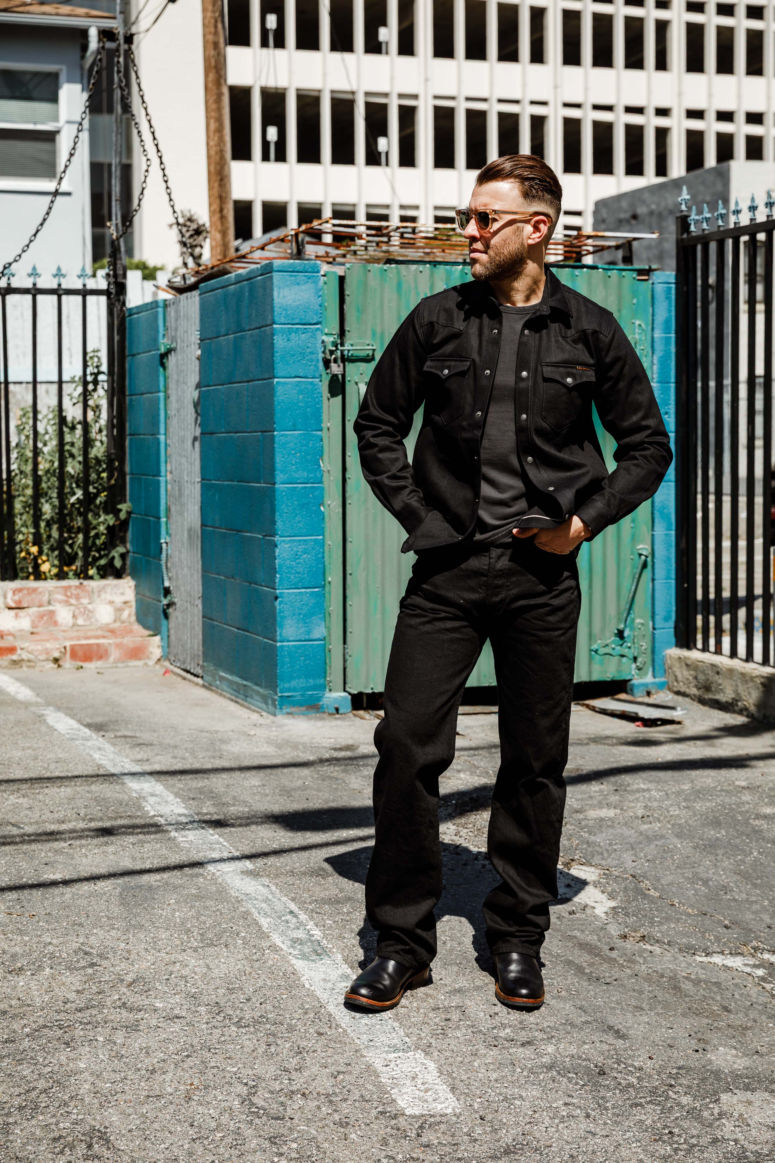 Nudie - George 14.5oz Selvage Denim Shirt - Dry Black - Image 4