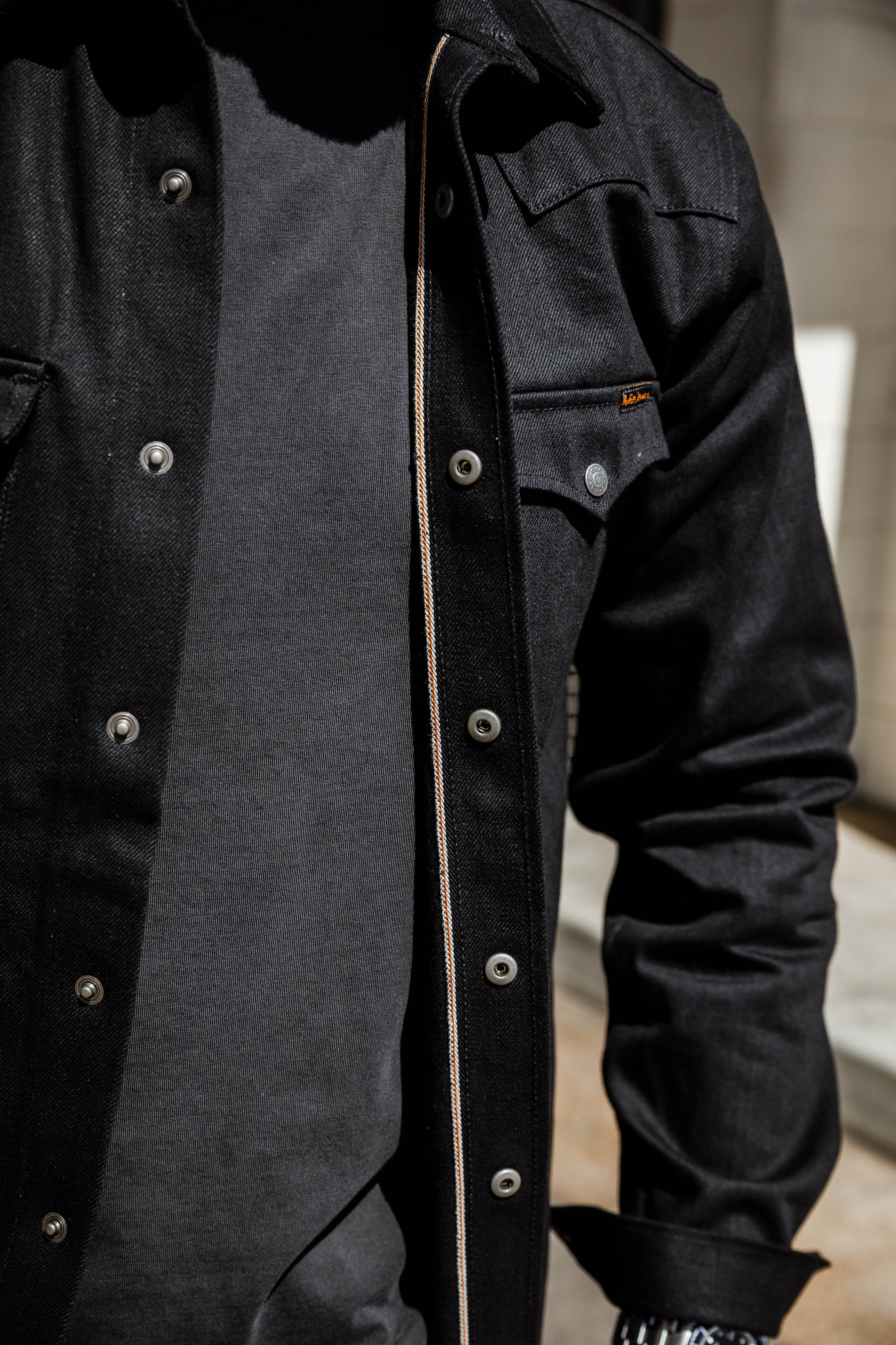 Nudie - George 14.5oz Selvage Denim Shirt - Dry Black - Image 5