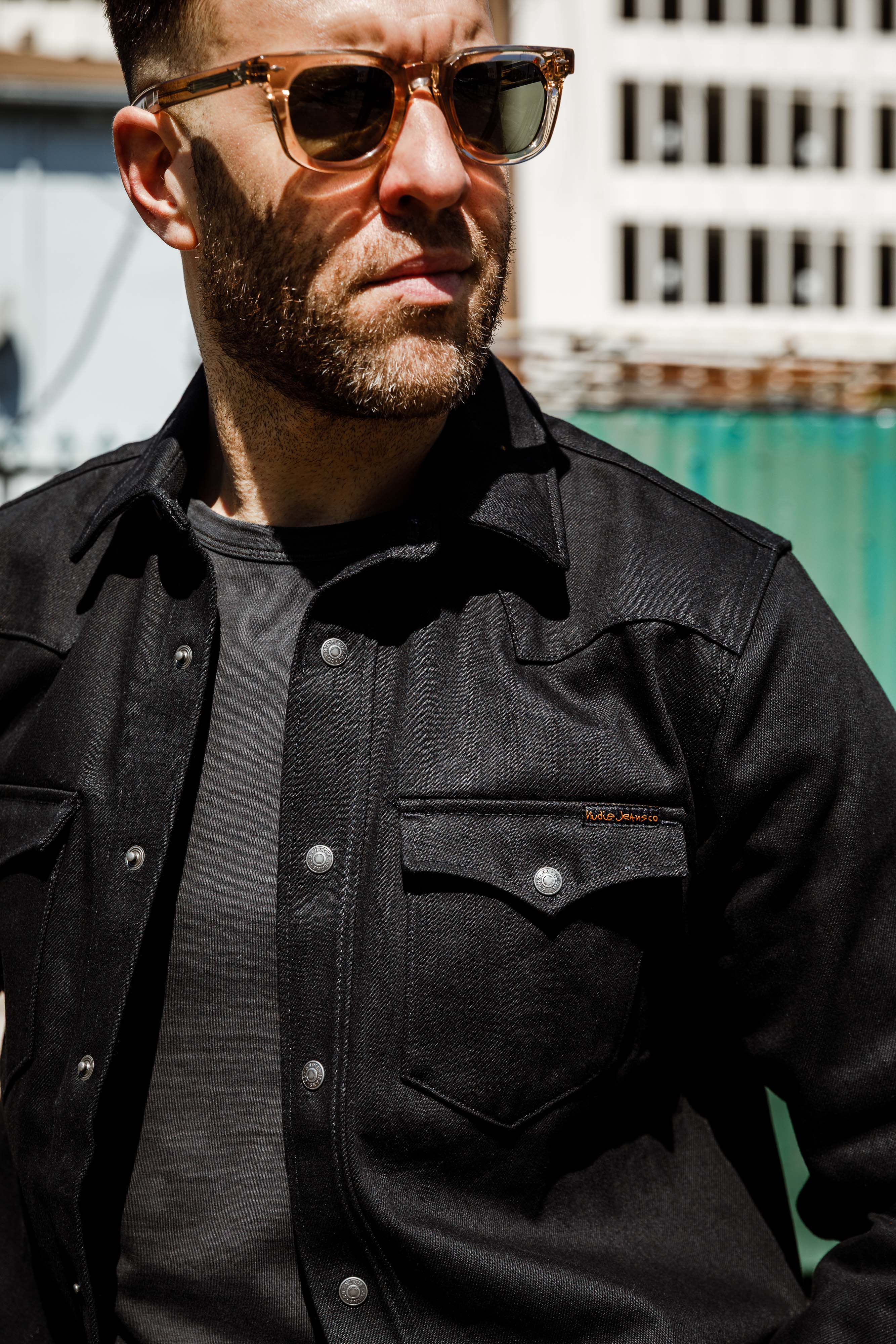 Nudie - George 14.5oz Selvage Denim Shirt - Dry Black - Image 6