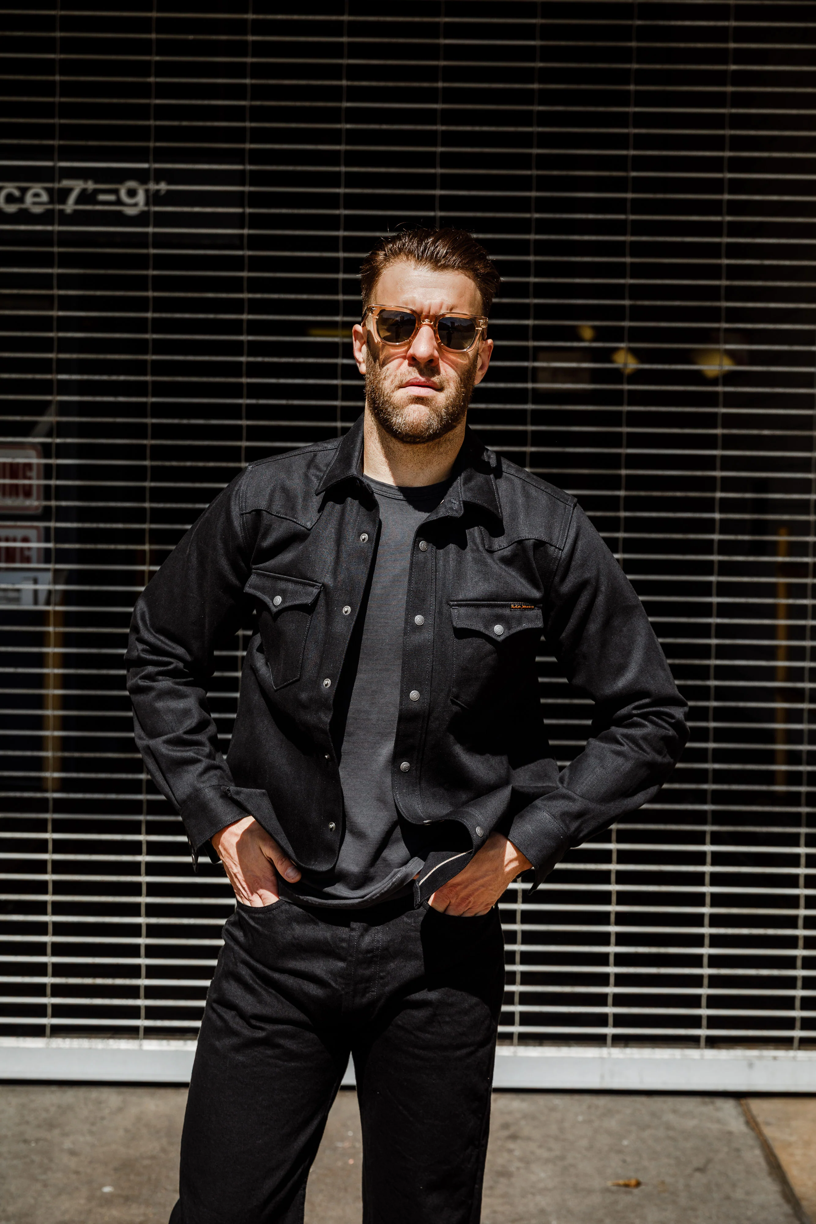 Nudie - George 14.5oz Selvage Denim Shirt - Dry Black - Image 7